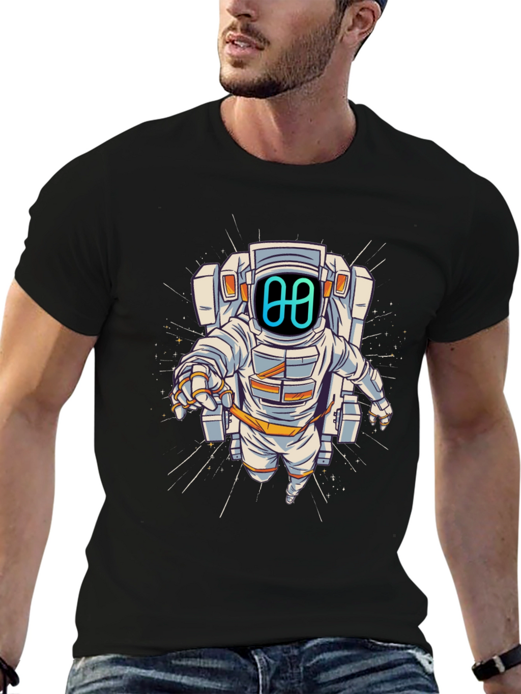Astronaut Graphic Tee - Black Cotton Blend