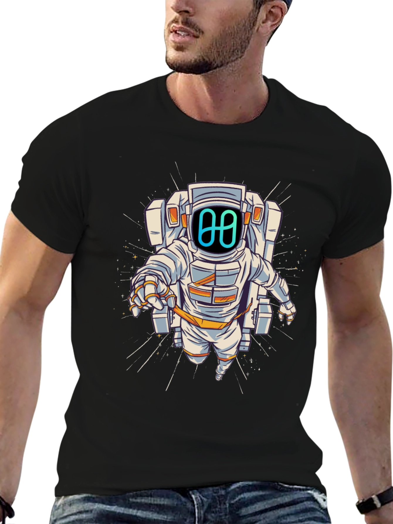 Astronaut Graphic Tee - Black Cotton Blend
