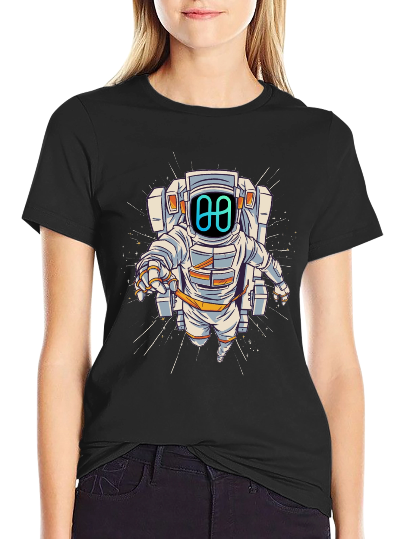 Astronaut Graphic Tee - Black Cotton Blend