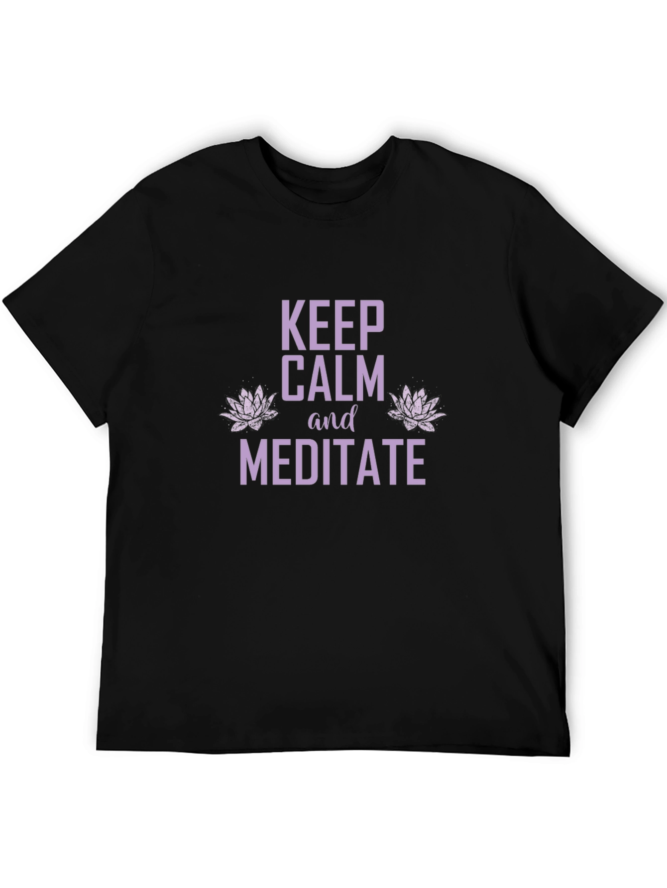 Keep Calm Meditate Graphic Tee - Black Cotton T-Shirt