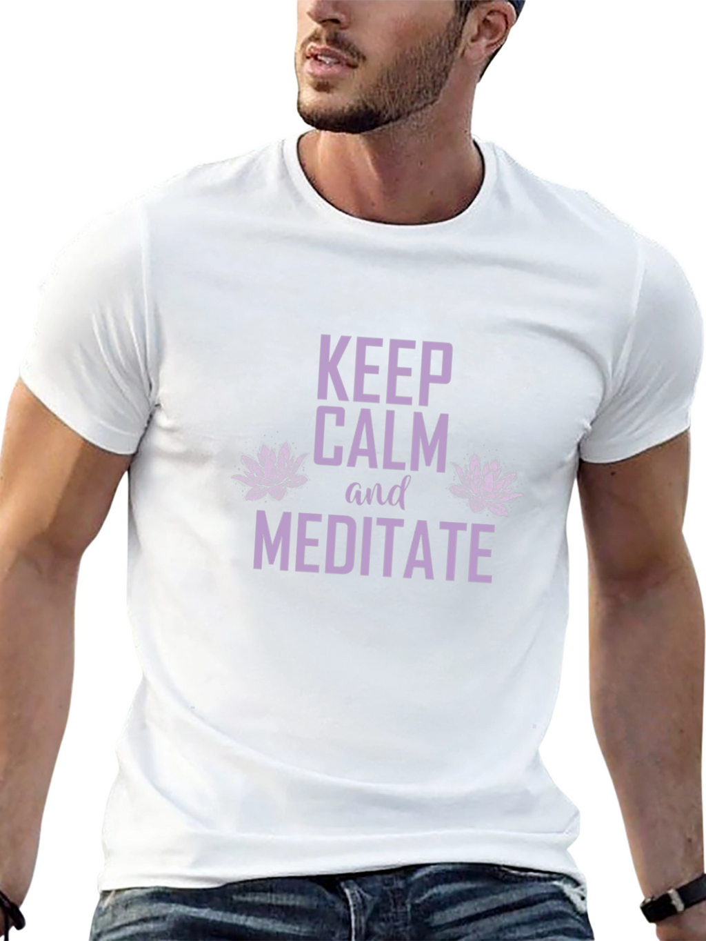 Keep Calm Meditate Graphic Tee - Black Cotton T-Shirt