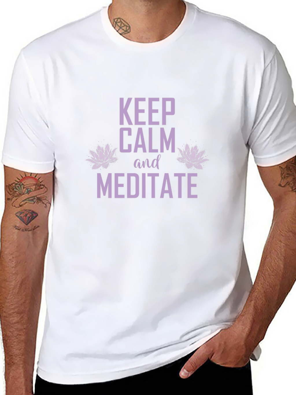 Keep Calm Meditate Graphic Tee - Black Cotton T-Shirt