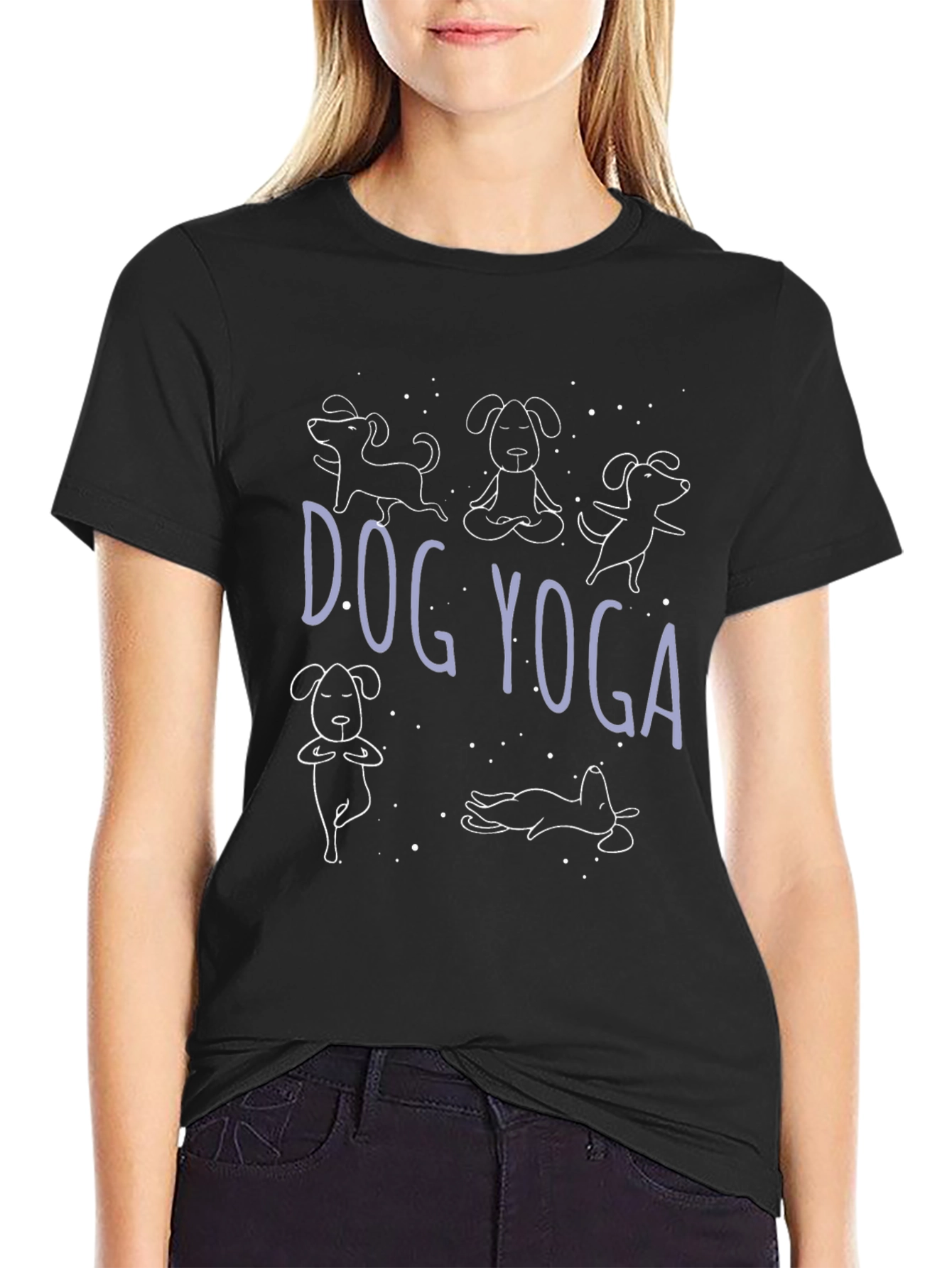 Dog Yoga Graphic Tee - Black Casual T-Shirt