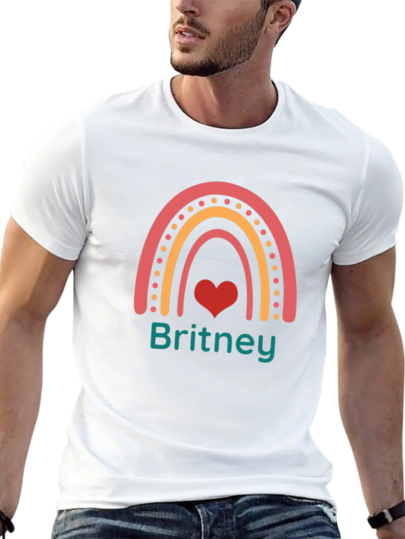 Britney Rainbow Heart Personalized T-Shirt