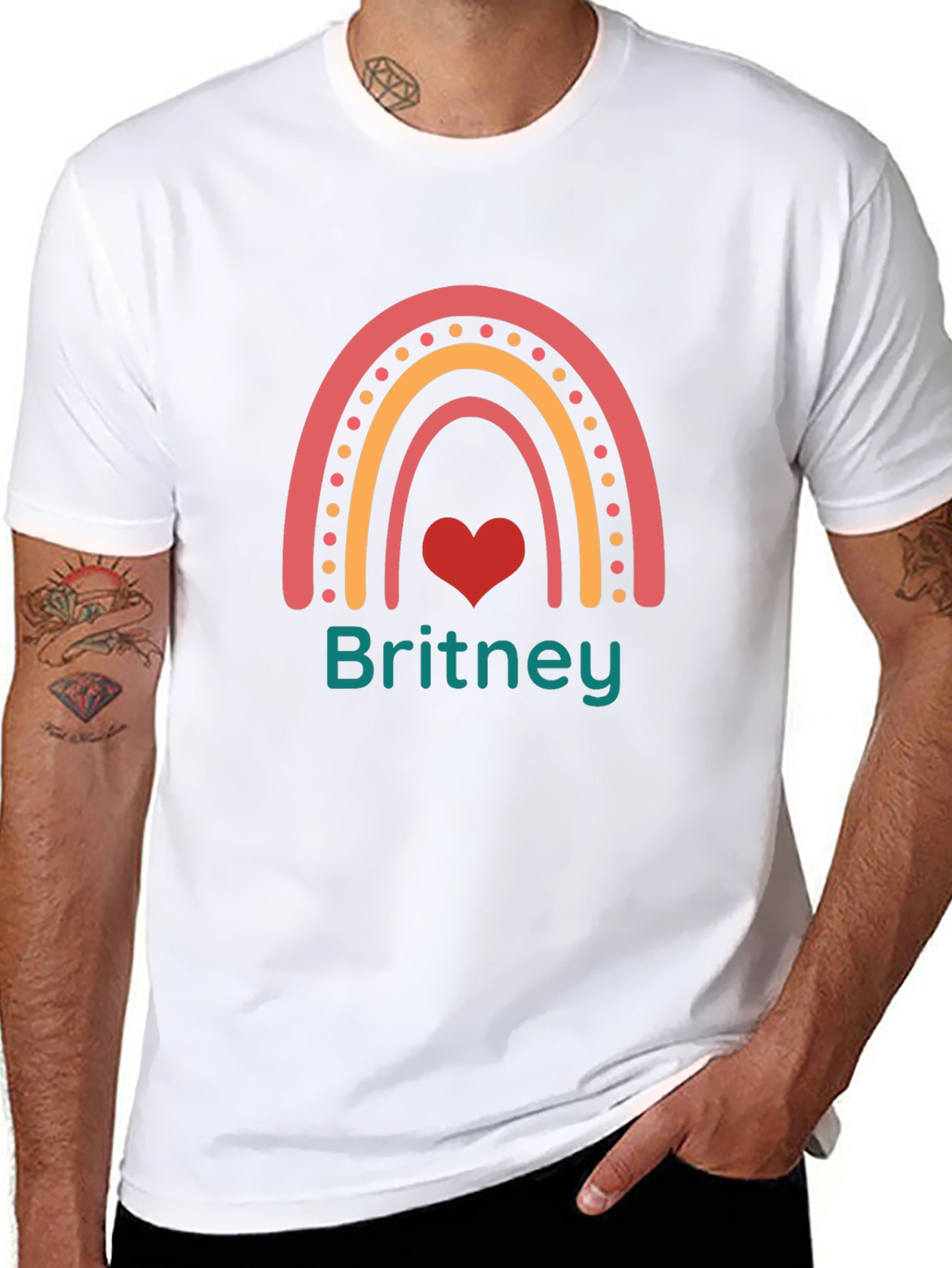 Britney Rainbow Heart Personalized T-Shirt