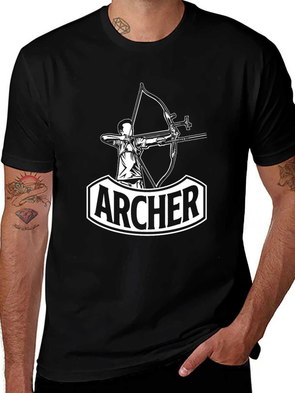 Archer Graphic Tee - Black Cotton T-Shirt