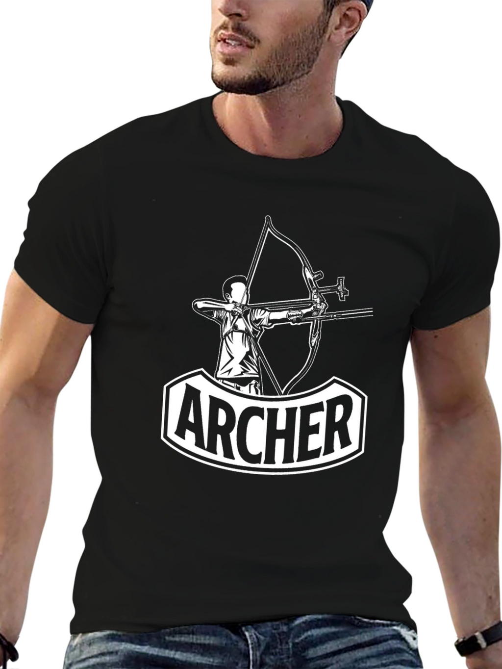 Archer Graphic Tee - Black Cotton T-Shirt