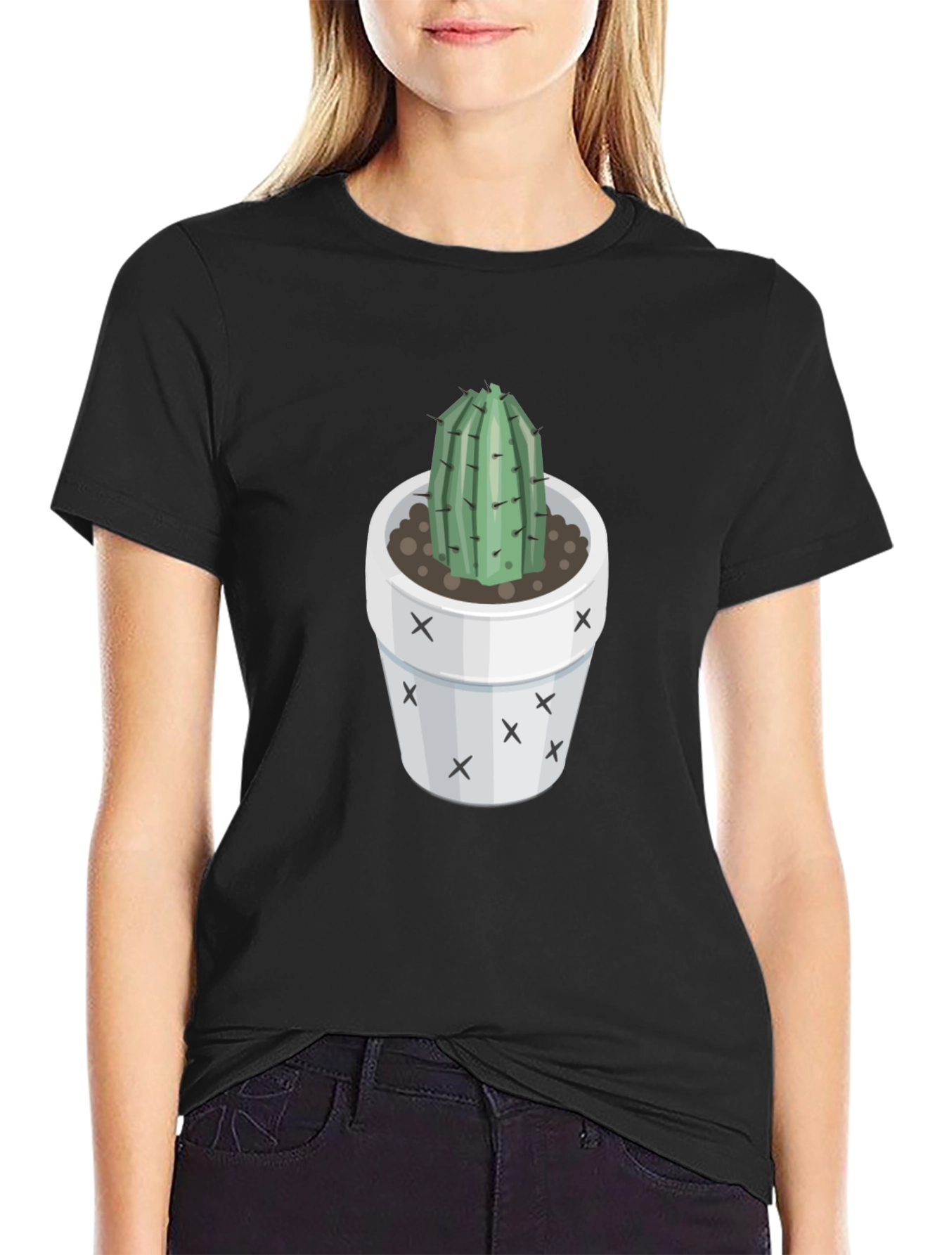 Trendy Cactus T-Shirt - Black Graphic Tee