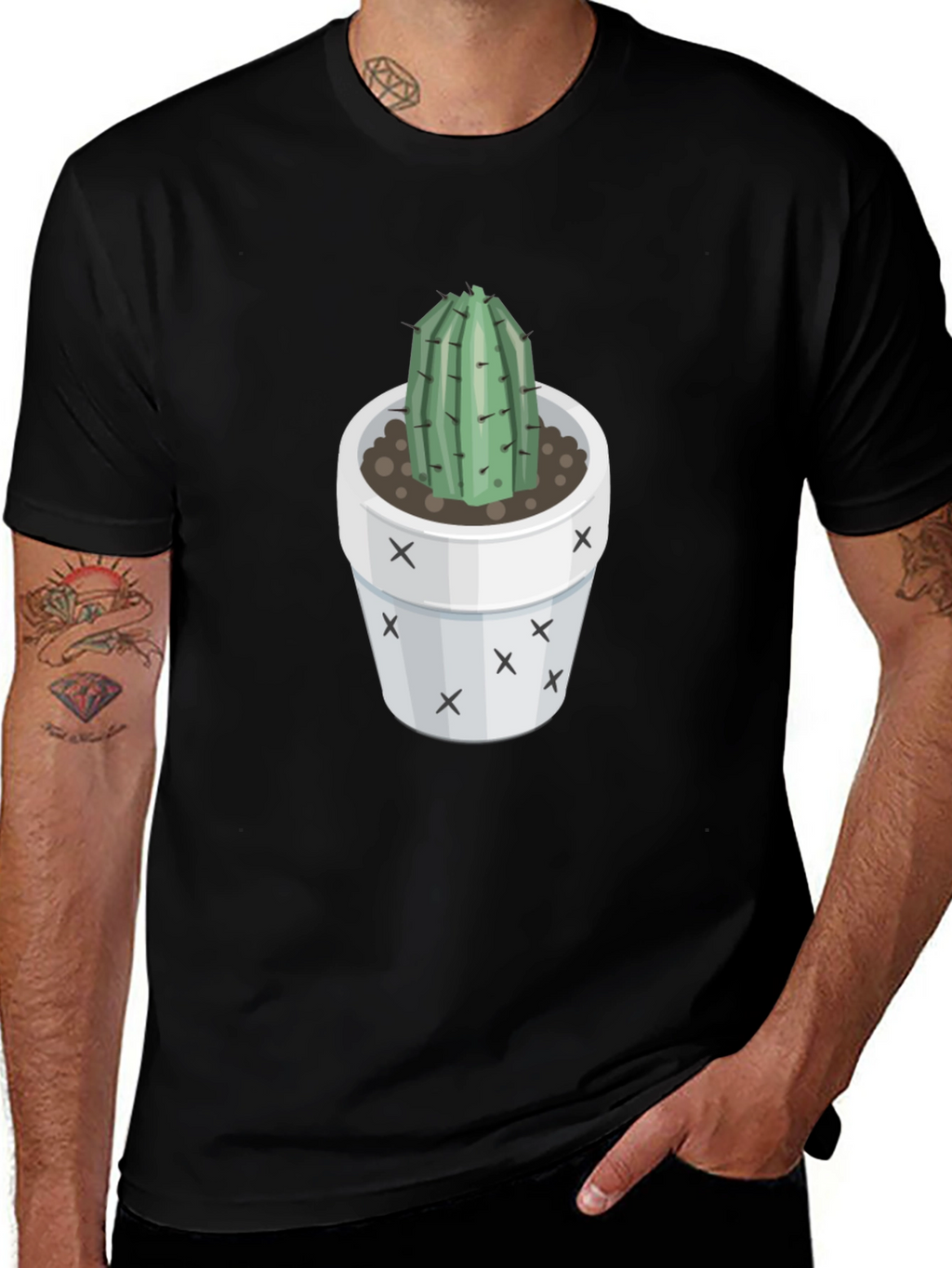 Trendy Cactus T-Shirt - Black Graphic Tee