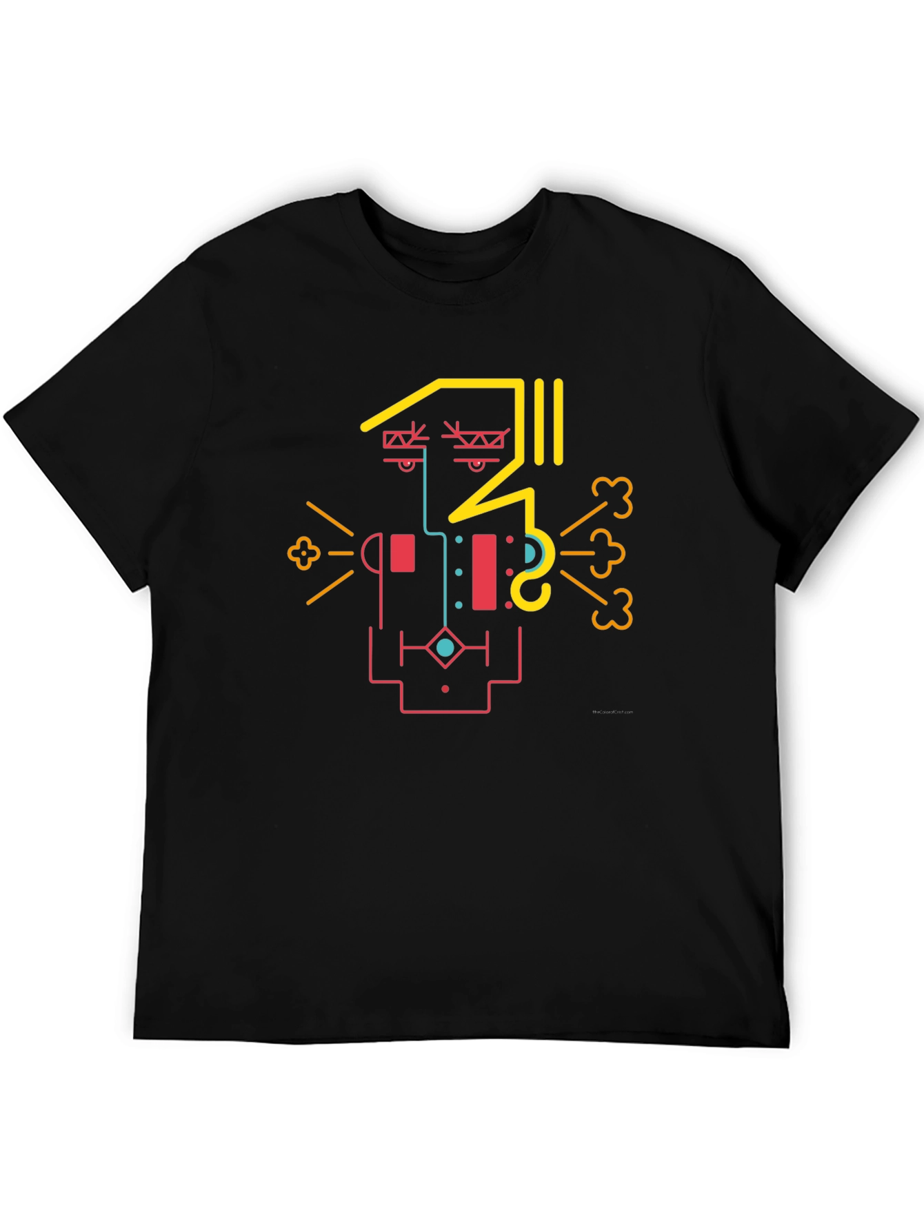 Abstract Geometric Face Graphic Tee - Cool Design Shirt