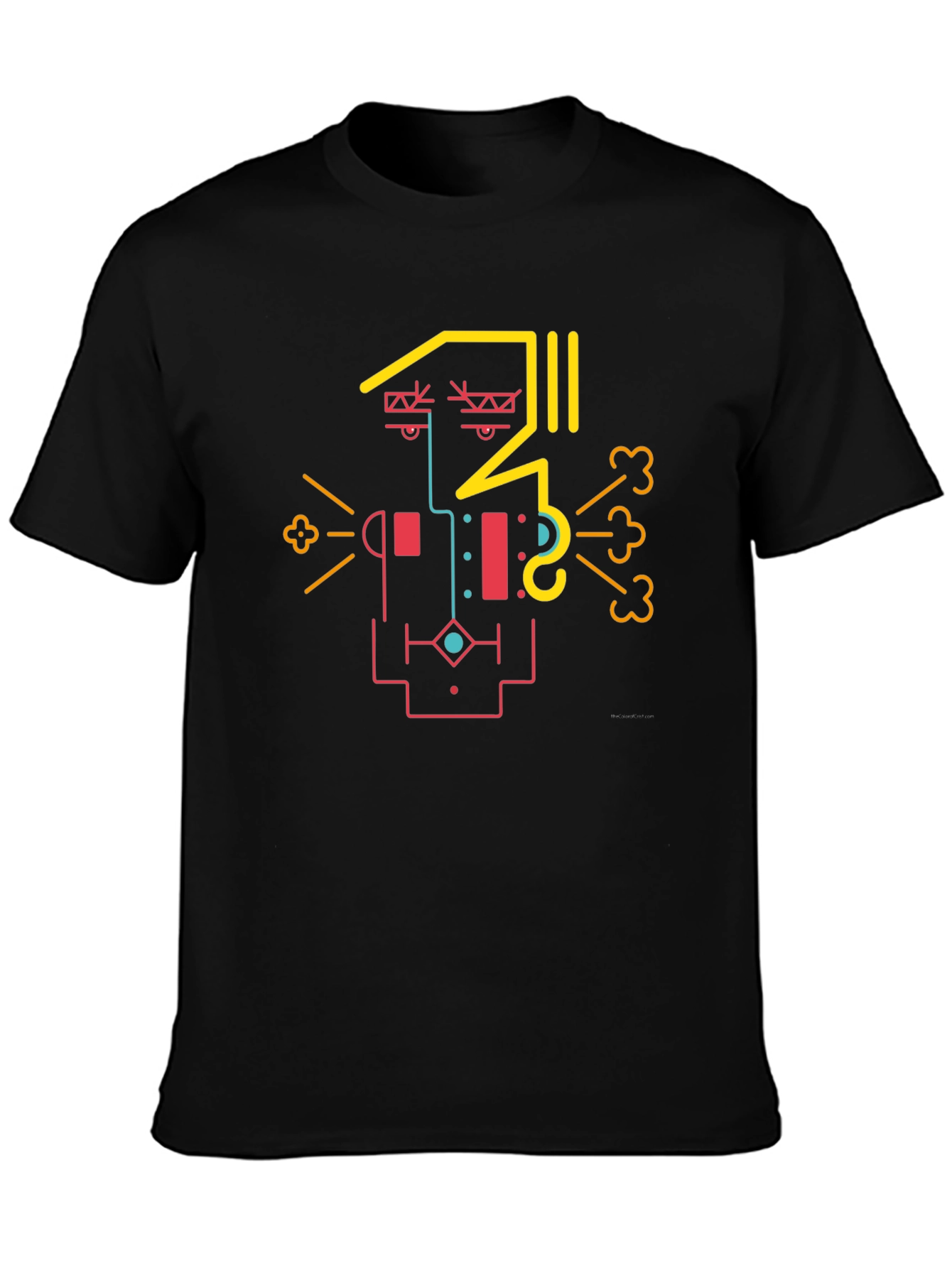 Abstract Geometric Face Graphic Tee - Cool Design Shirt