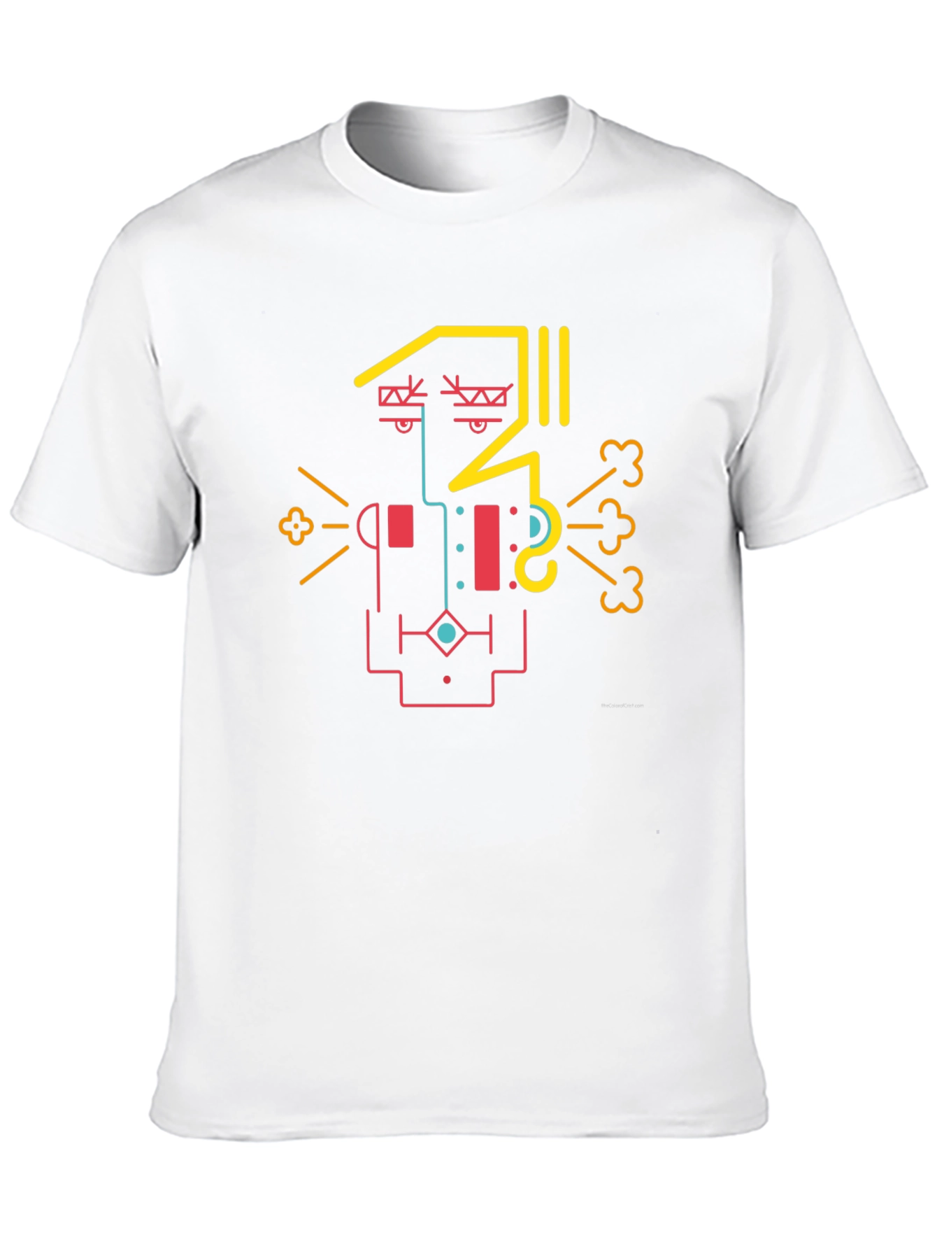 Abstract Geometric Face Graphic Tee - Cool Design Shirt