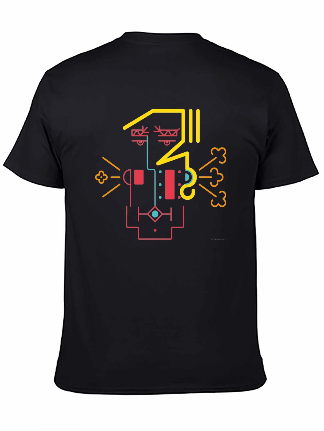 Abstract Geometric Face Graphic Tee - Cool Design Shirt