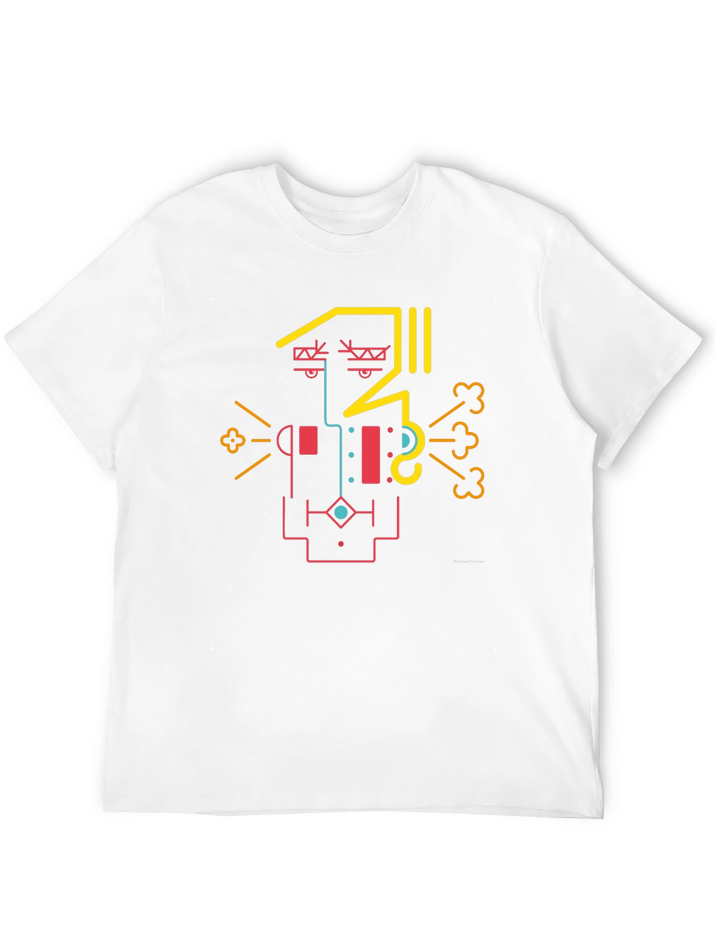 Abstract Geometric Face Graphic Tee - Cool Design Shirt