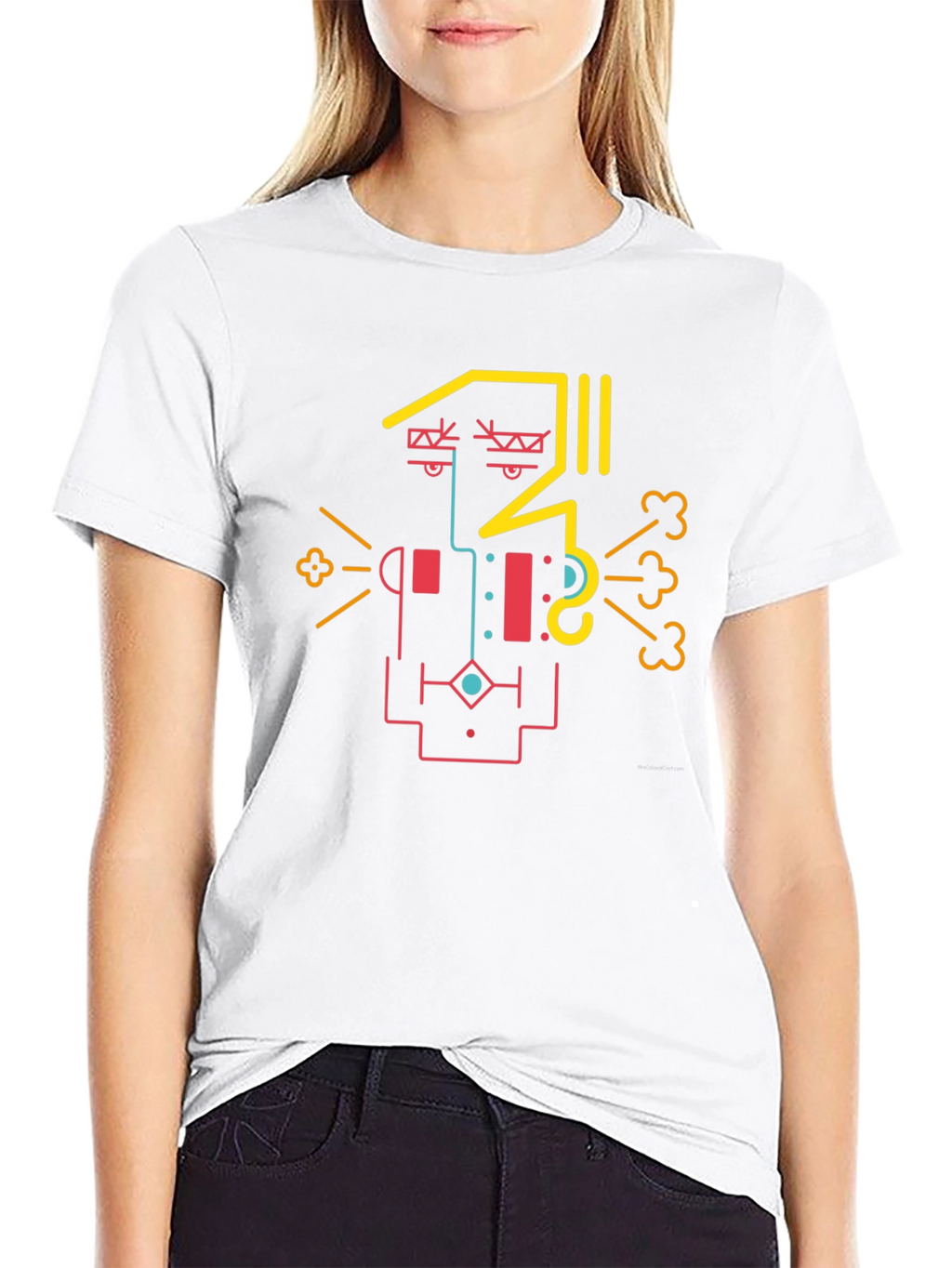 Abstract Geometric Face Graphic Tee - Cool Design Shirt
