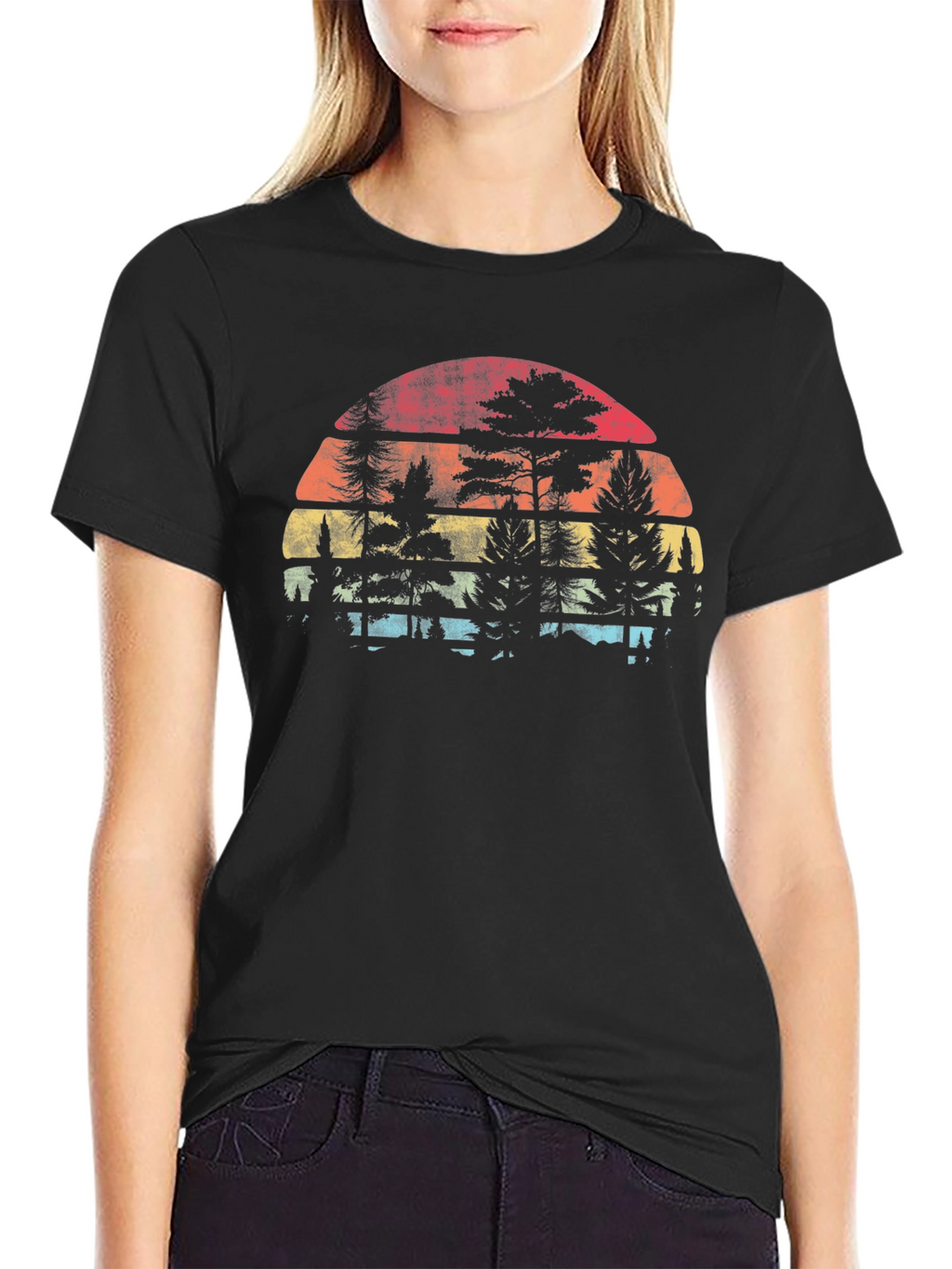 Retro Sunset Tree Silhouette T-Shirt
