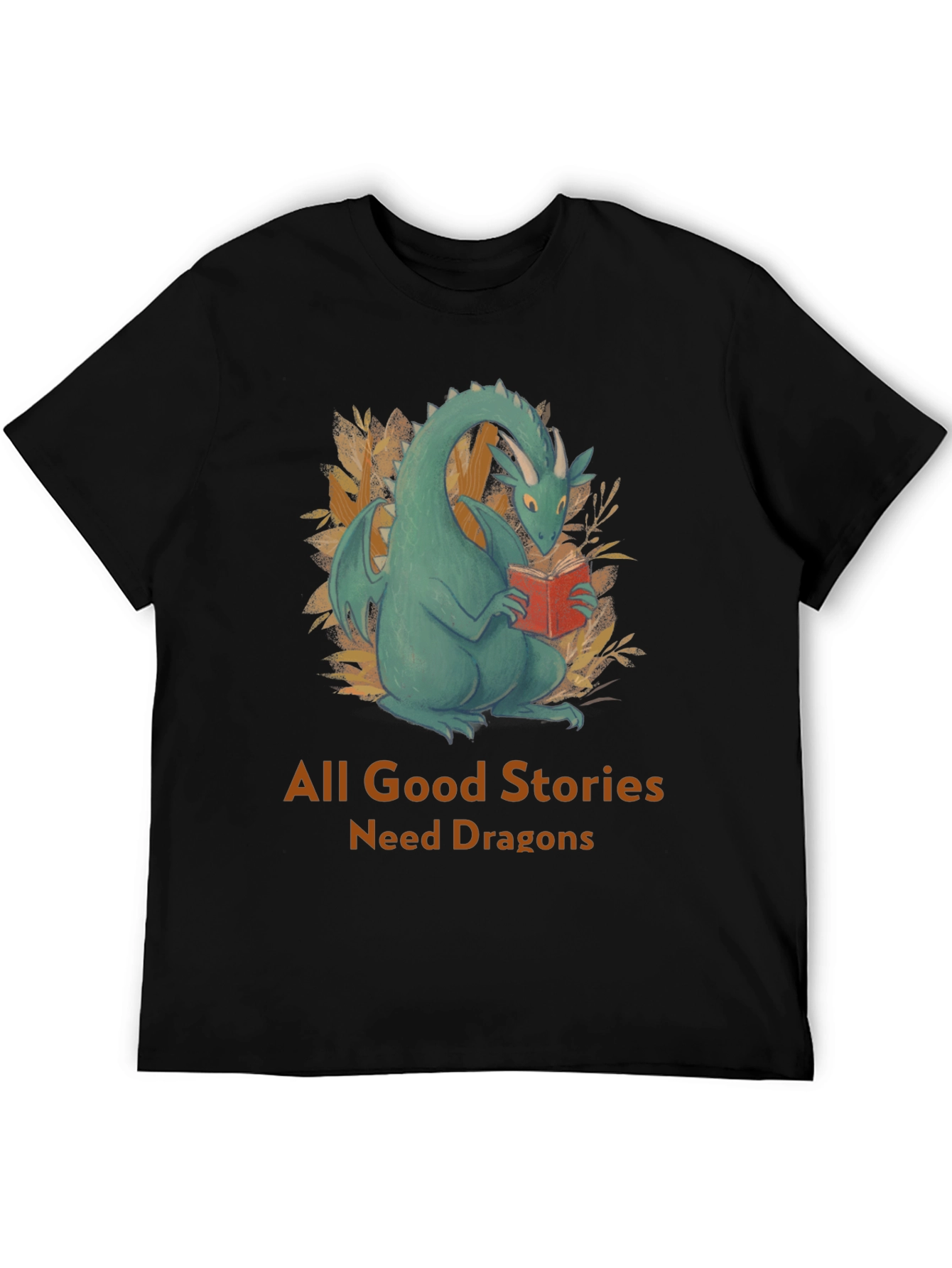 Dragon Reading Book T-Shirt - All Good Stories Need Dragons