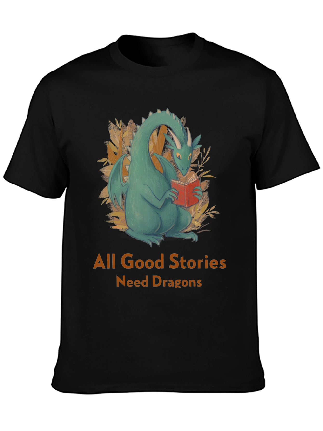 Dragon Reading Book T-Shirt - All Good Stories Need Dragons