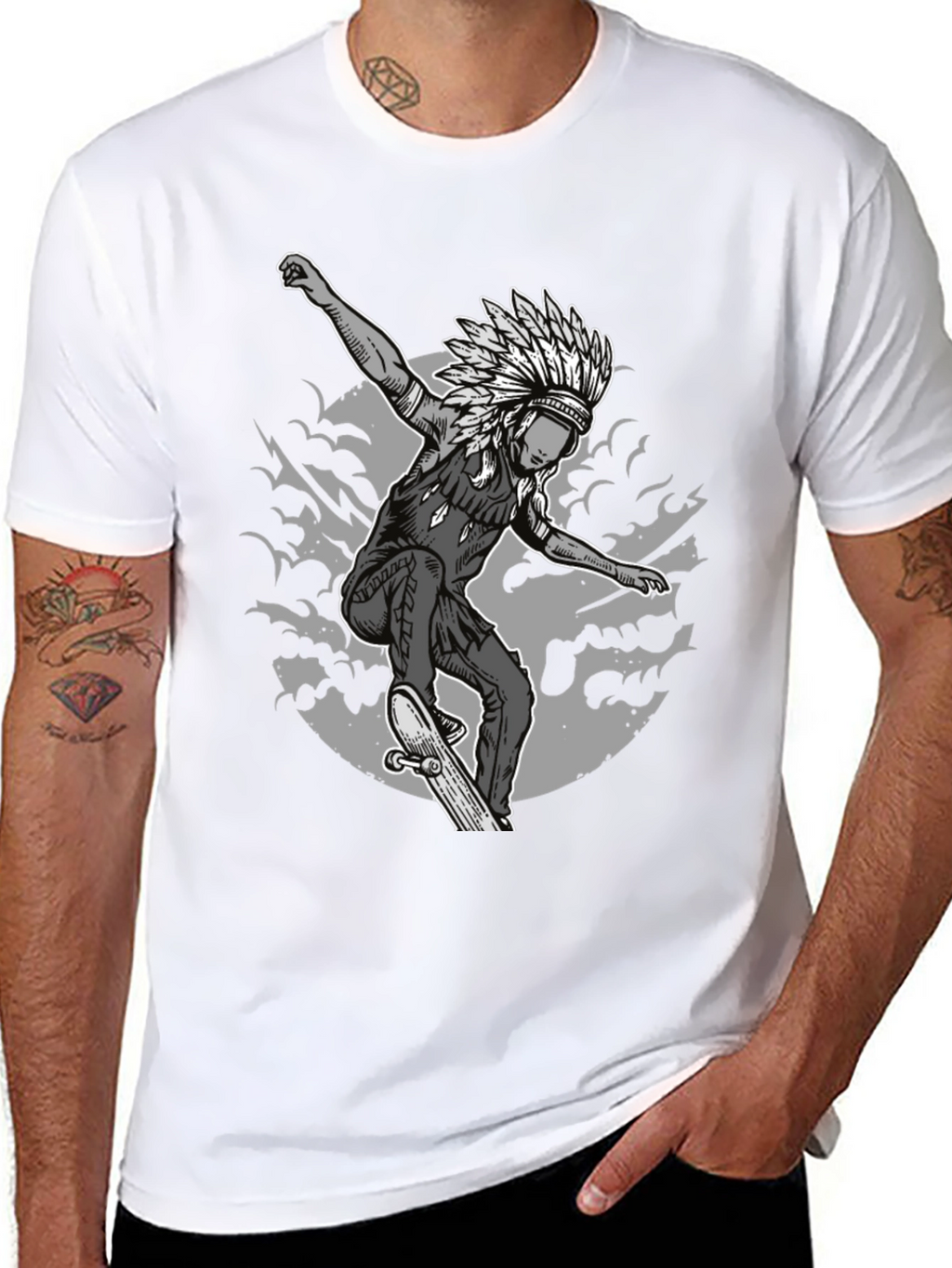 Skateboarding Native American T-Shirt