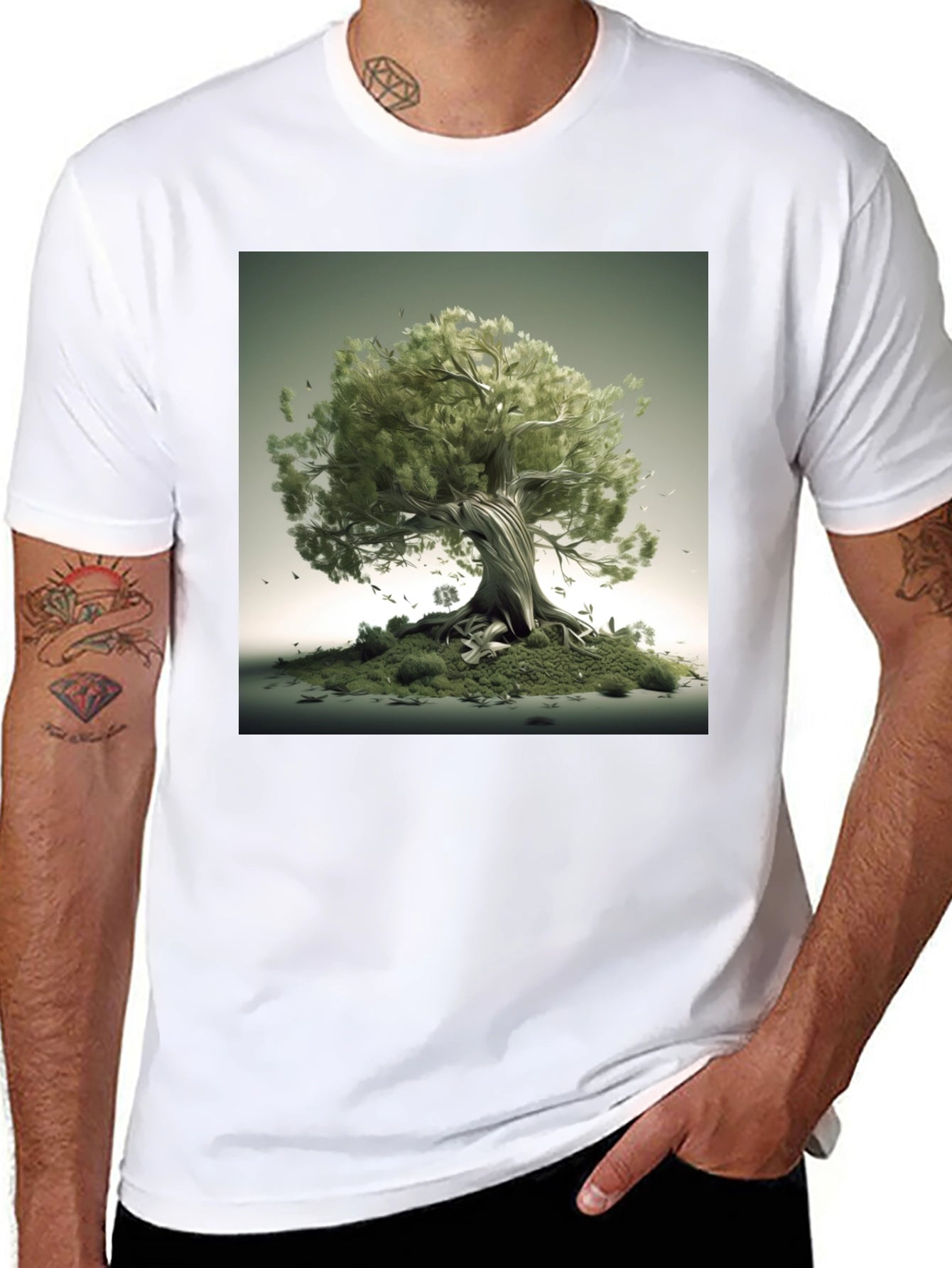 Nature Tree Graphic Black T-Shirt