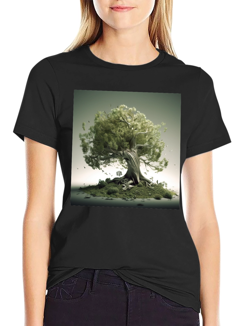 Nature Tree Graphic Black T-Shirt