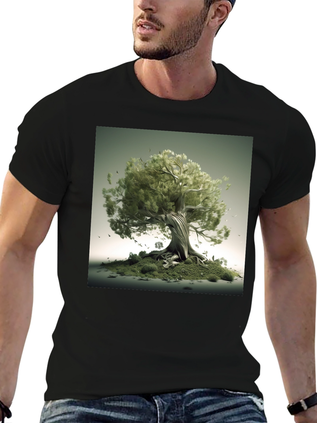 Nature Tree Graphic Black T-Shirt