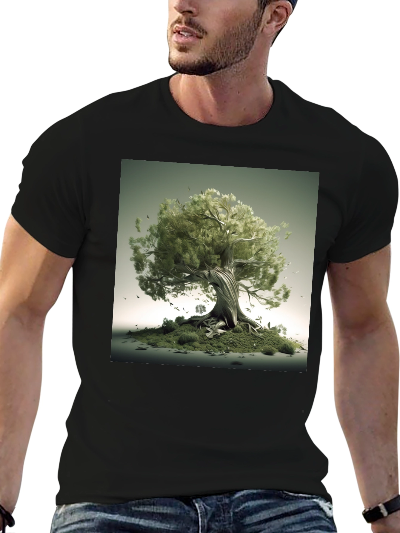 Nature Tree Graphic Black T-Shirt