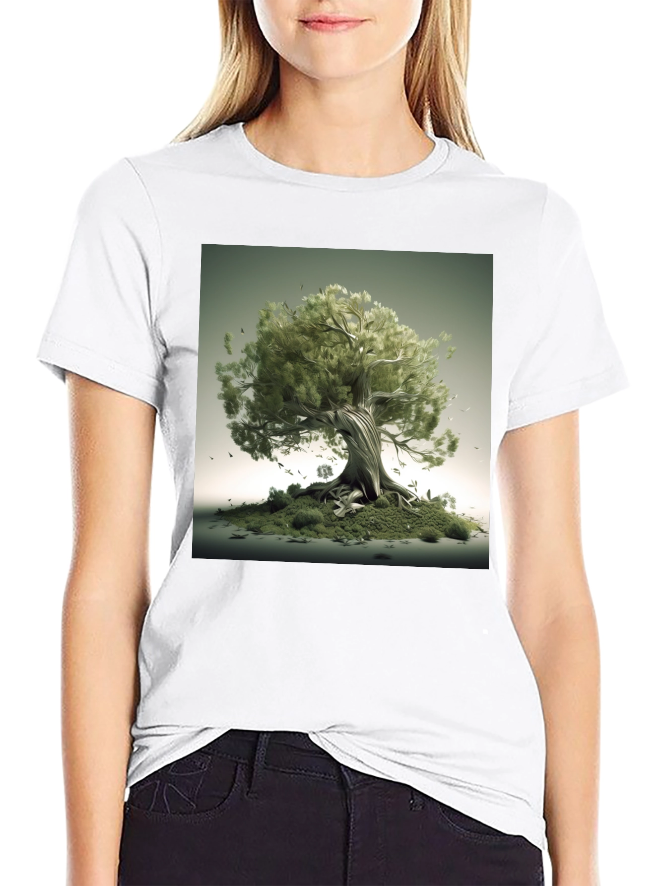 Nature Tree Graphic Black T-Shirt