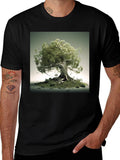 Nature Tree Graphic Black T-Shirt