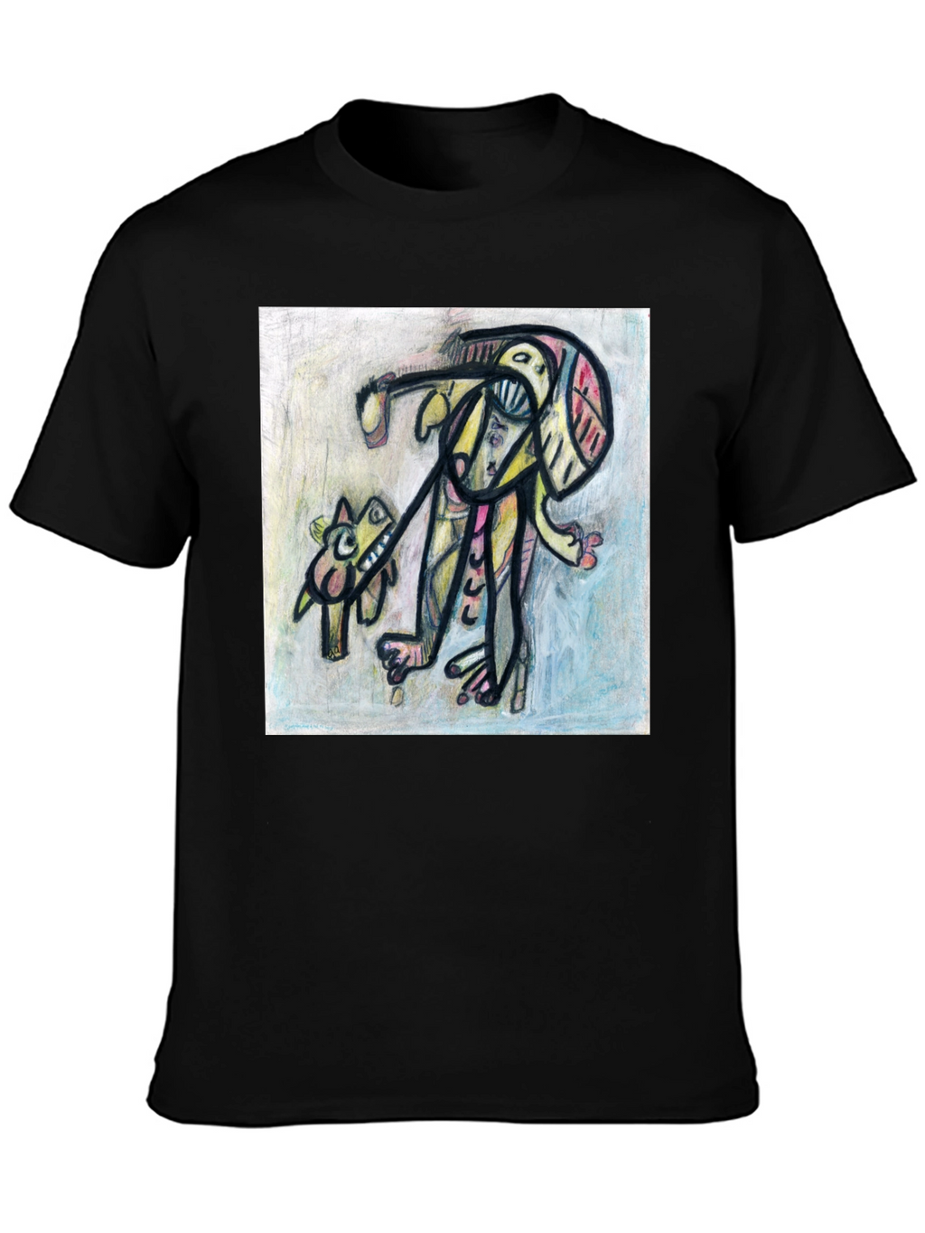 Abstract Art Graphic Tee - Stylish Black T-Shirt