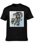 Abstract Art Graphic Tee - Stylish Black T-Shirt