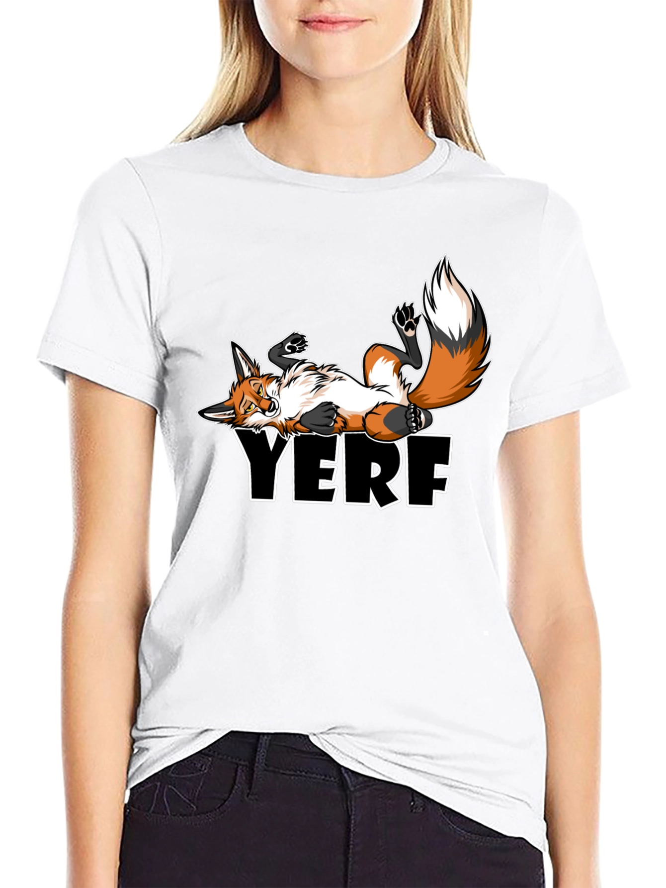 YERF Fox Graphic Tee - Black Casual T-Shirt
