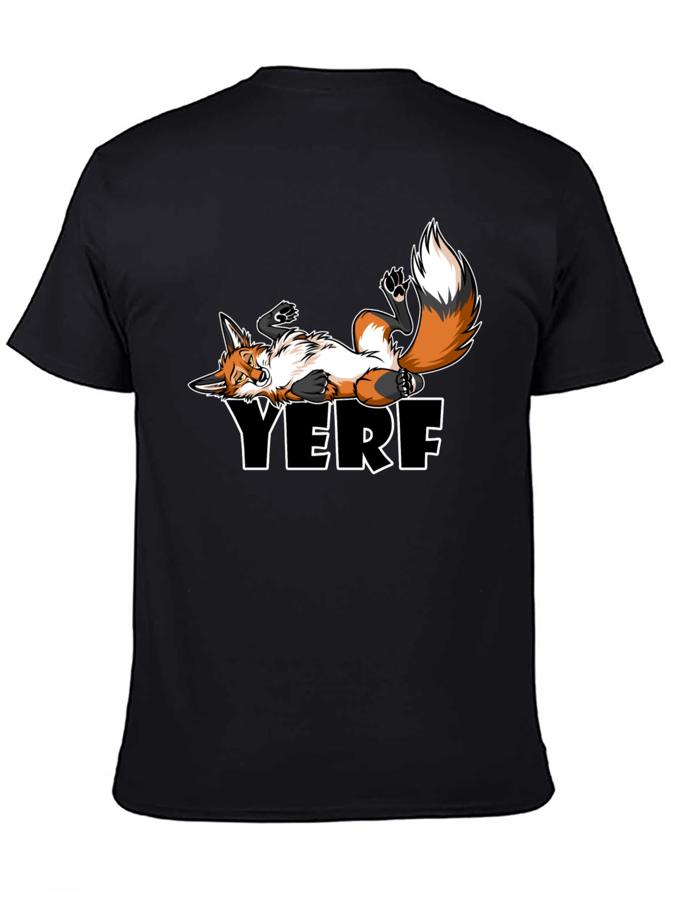 YERF Fox Graphic Tee - Black Casual T-Shirt