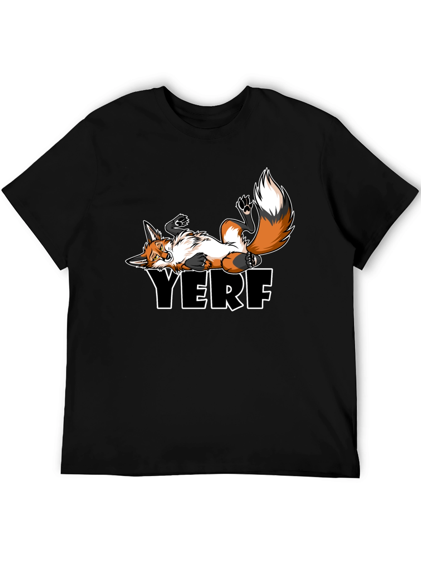 YERF Fox Graphic Tee - Black Casual T-Shirt