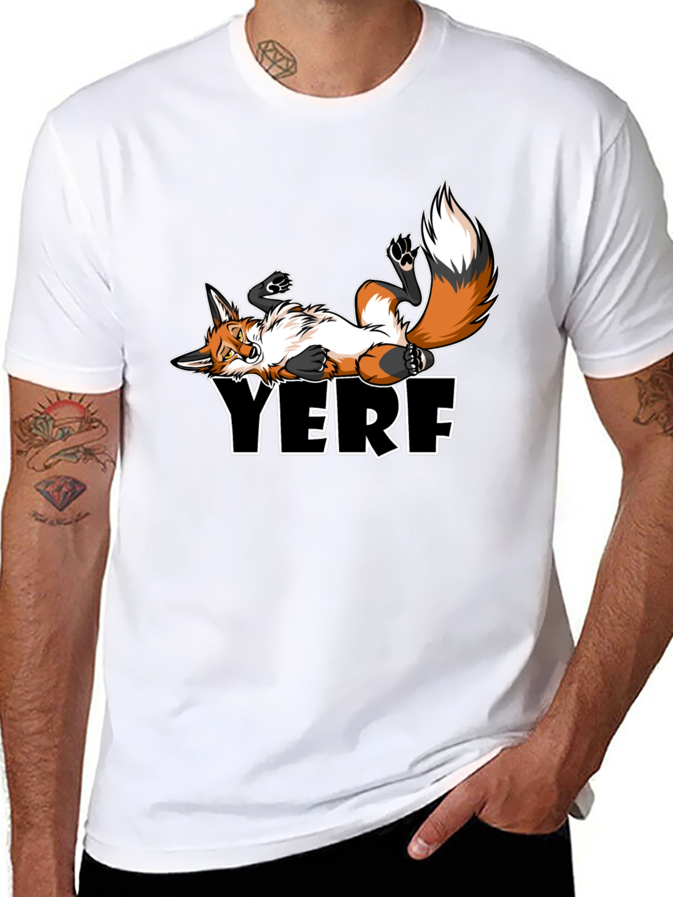 YERF Fox Graphic Tee - Black Casual T-Shirt