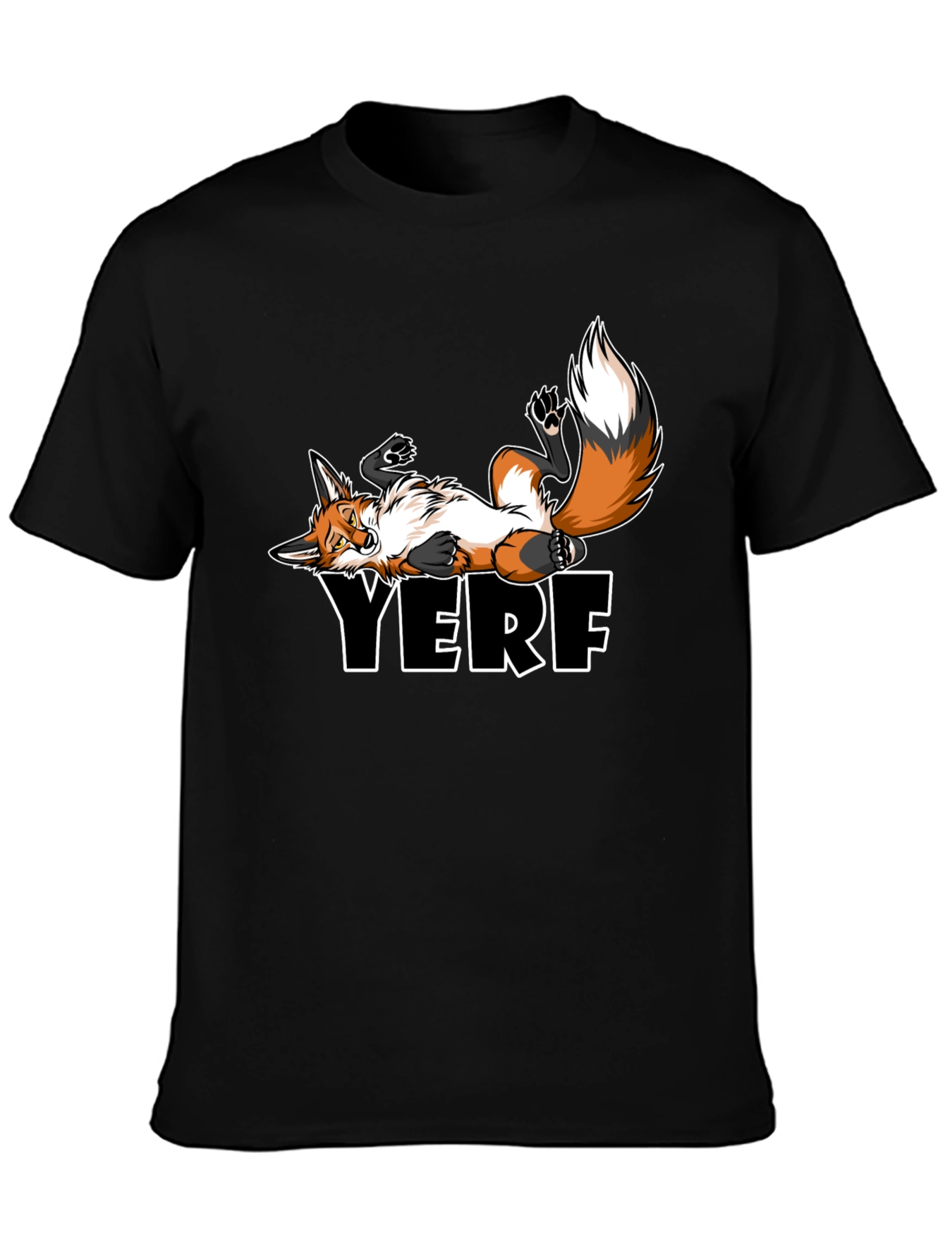 YERF Fox Graphic Tee - Black Casual T-Shirt