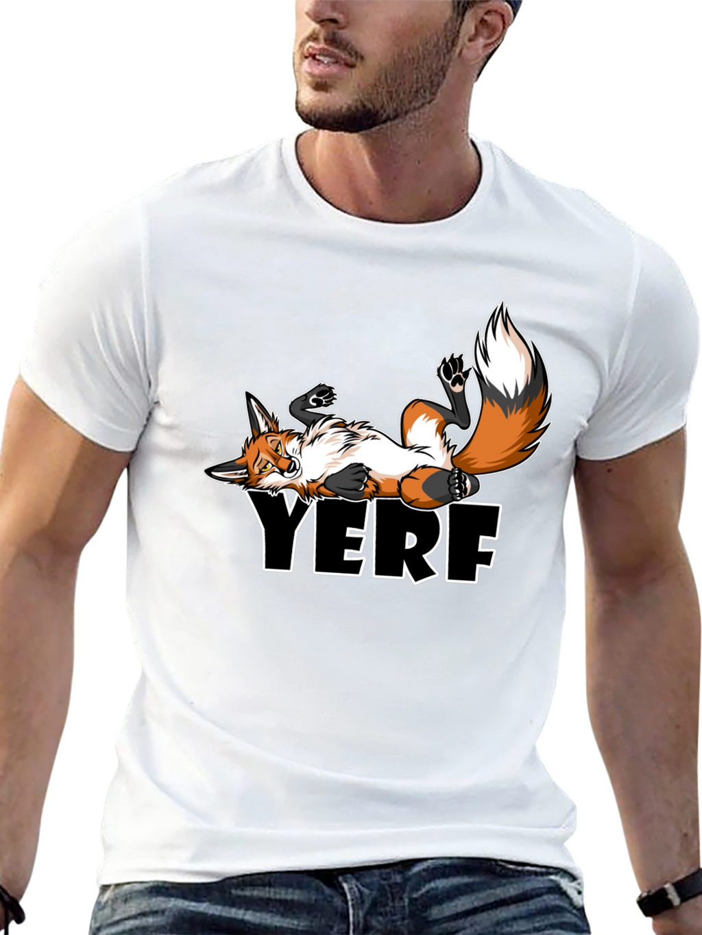 YERF Fox Graphic Tee - Black Casual T-Shirt