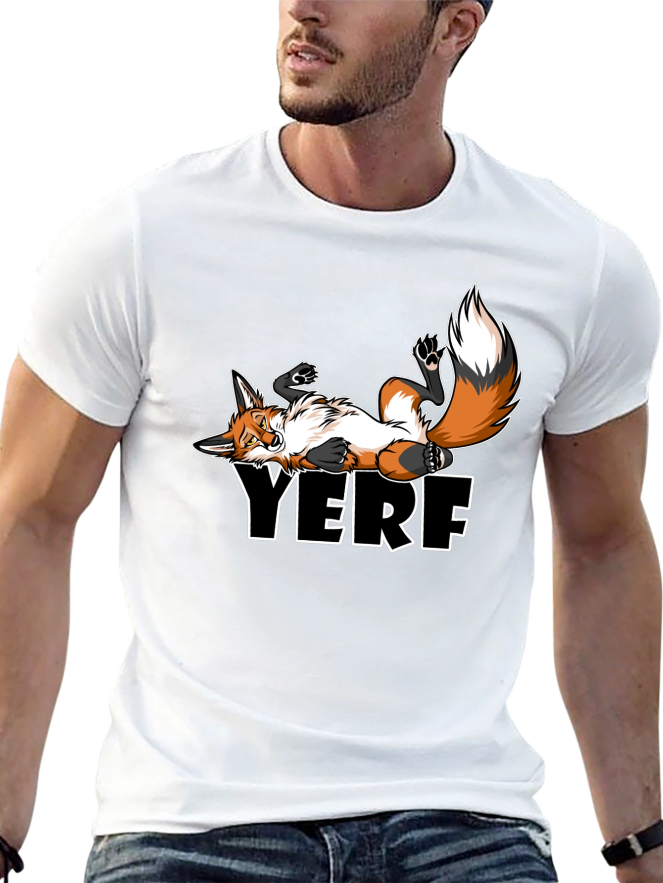 YERF Fox Graphic Tee - Black Casual T-Shirt