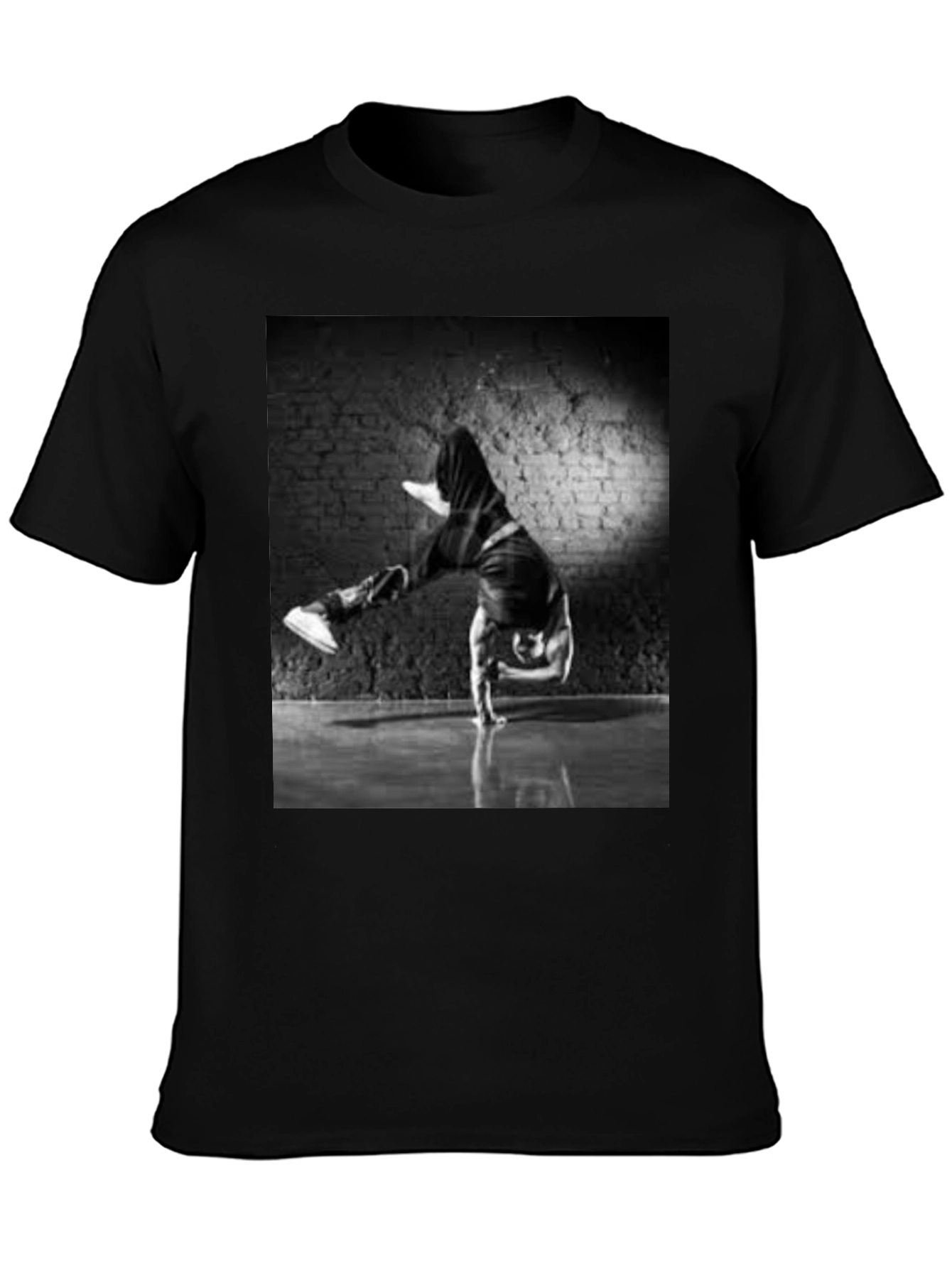 Cool Black T-Shirt with Breakdancer Graphic