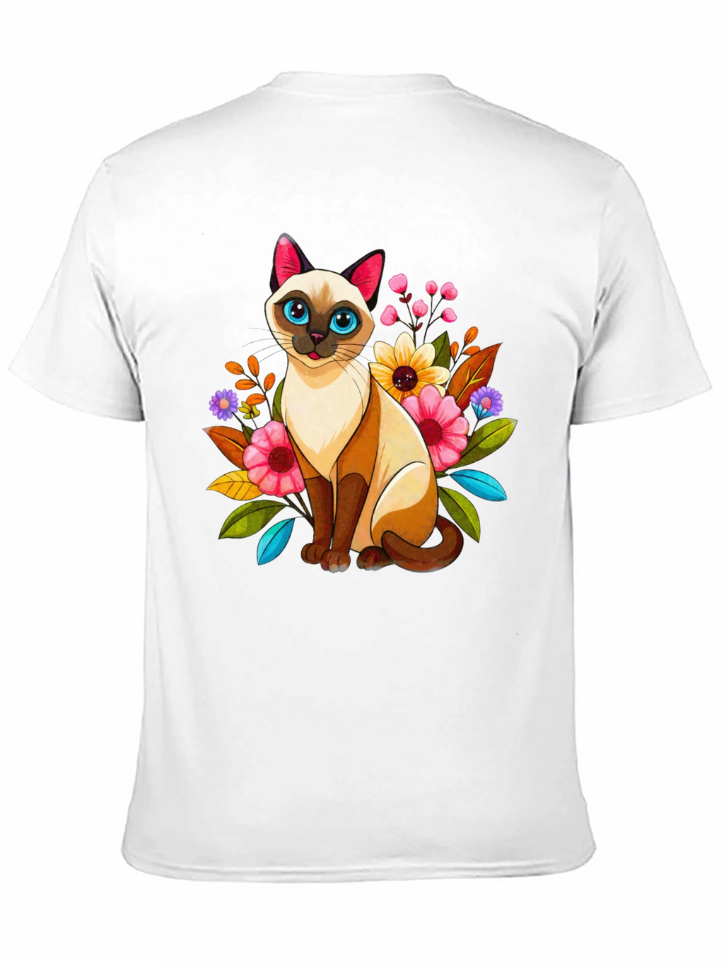 Floral Cat Graphic Tee - Unique Design