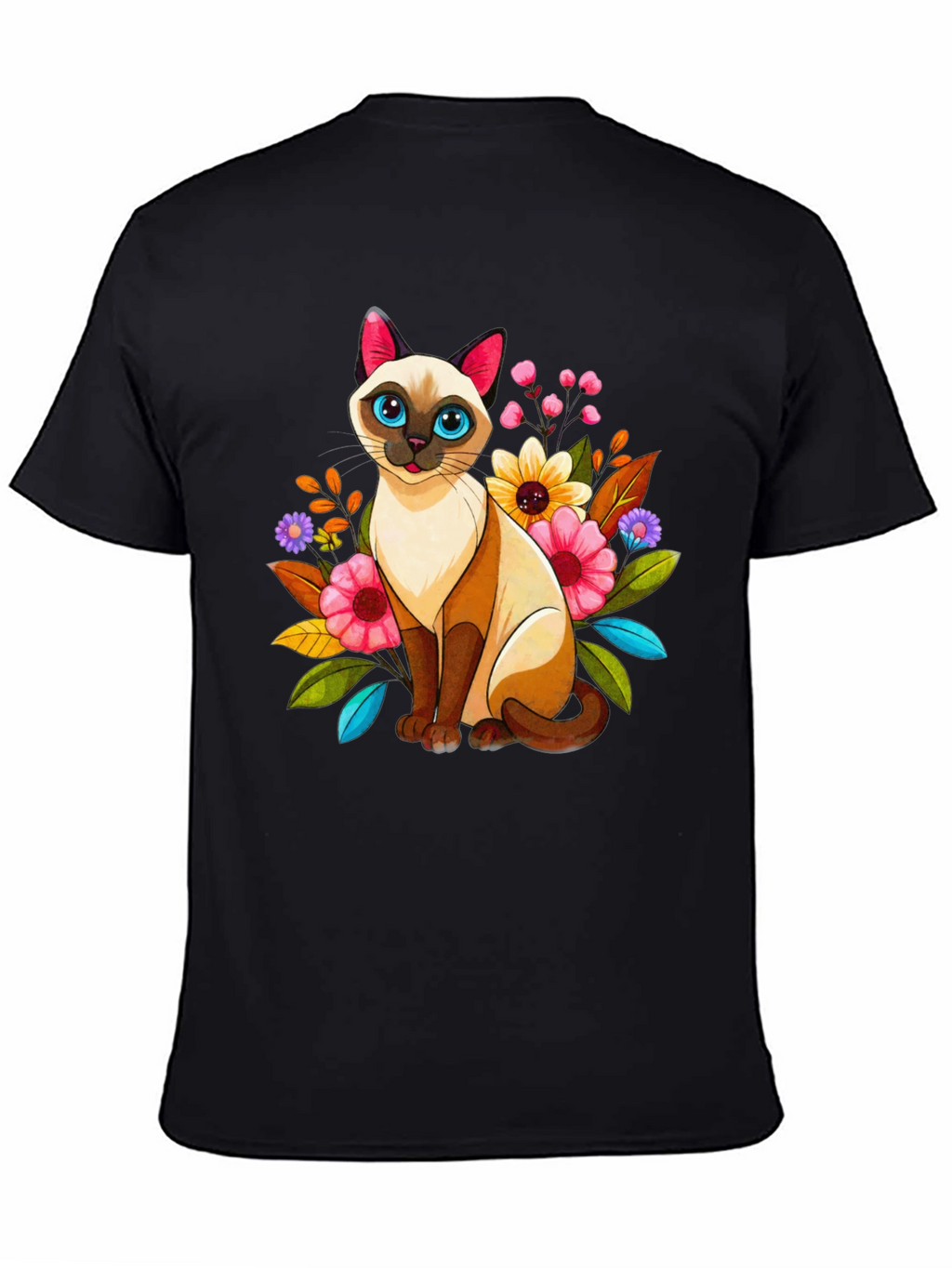 Floral Cat Graphic Tee - Unique Design