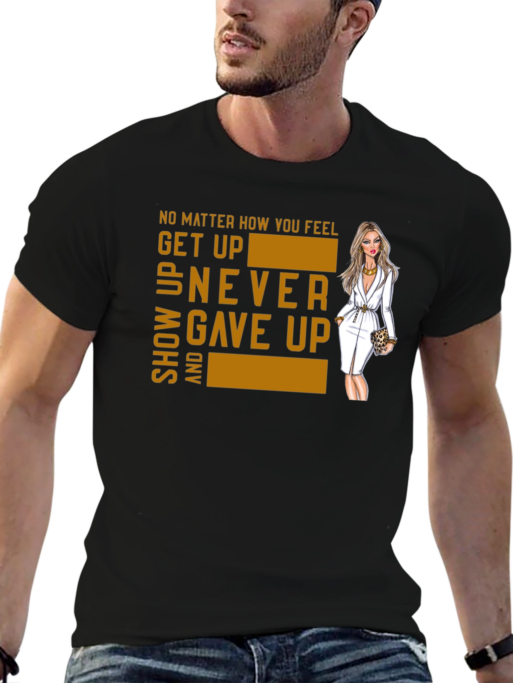 Motivational Graphic Tee - Get Up Never Give Up!