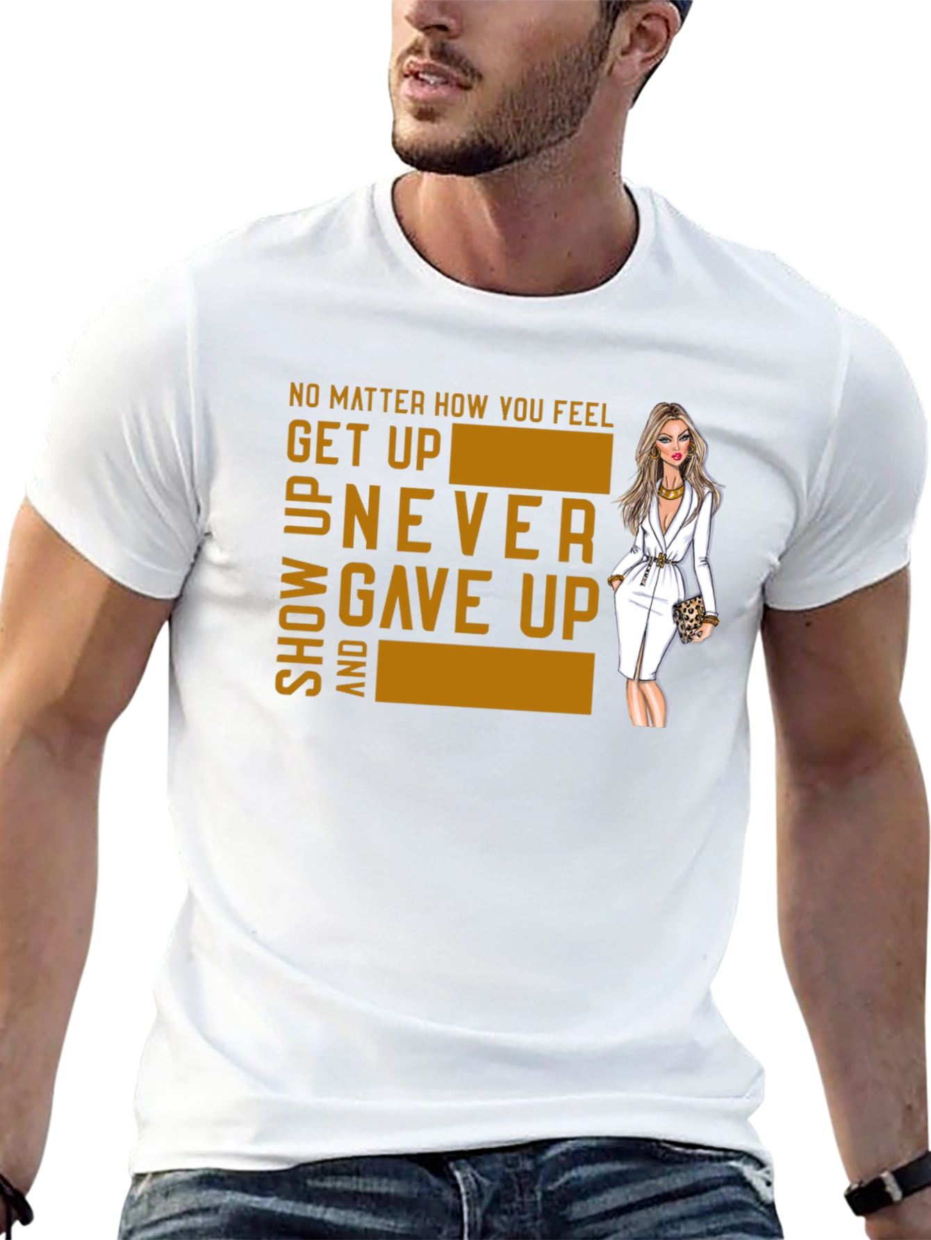 Motivational Graphic Tee - Get Up Never Give Up!