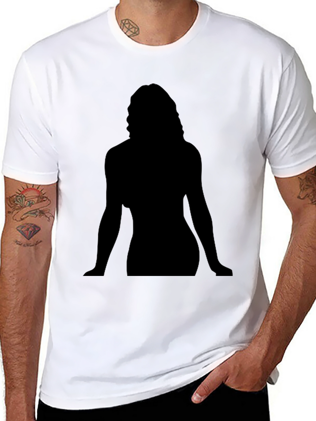 Silhouette Graphic Tee - Black Cotton Casual Shirt