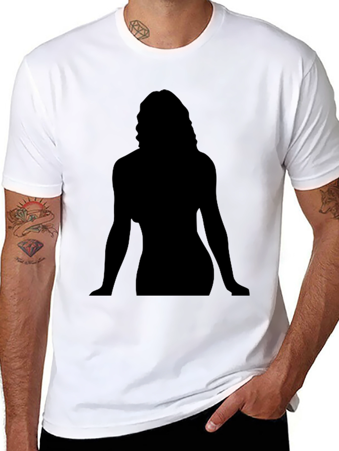 Silhouette Graphic Tee - Black Cotton Casual Shirt
