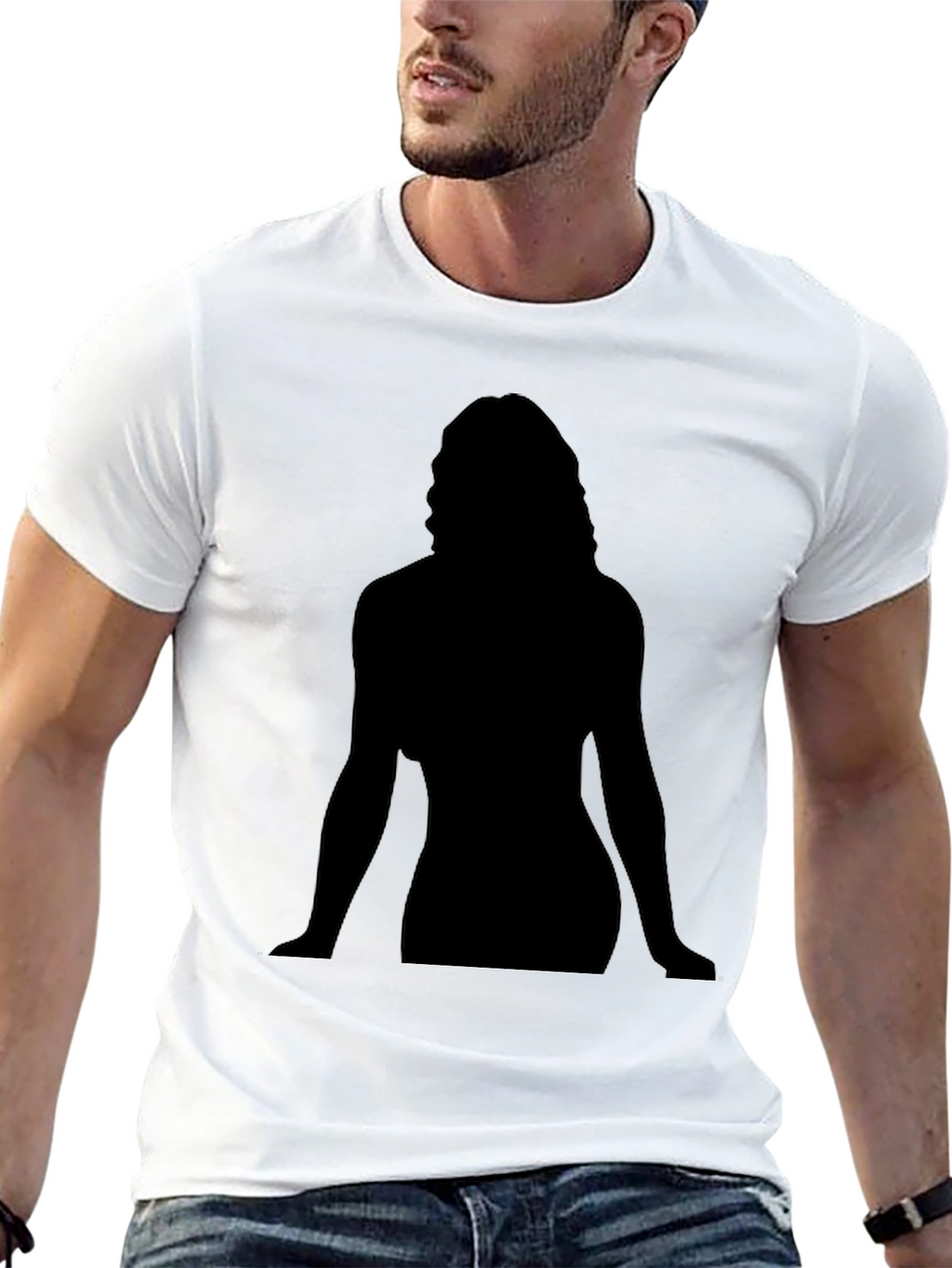 Silhouette Graphic Tee - Black Cotton Casual Shirt
