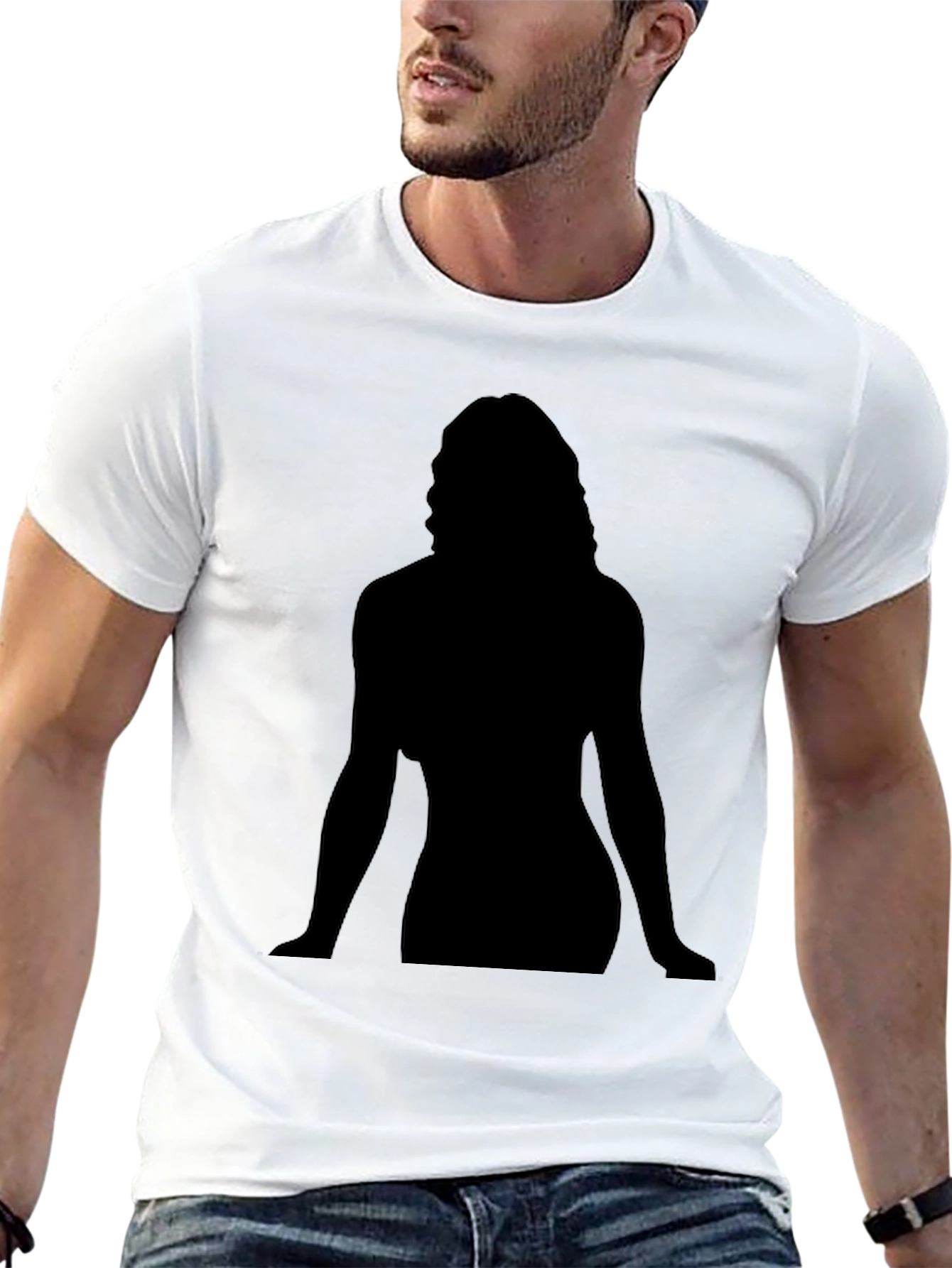 Silhouette Graphic Tee - Black Cotton Casual Shirt