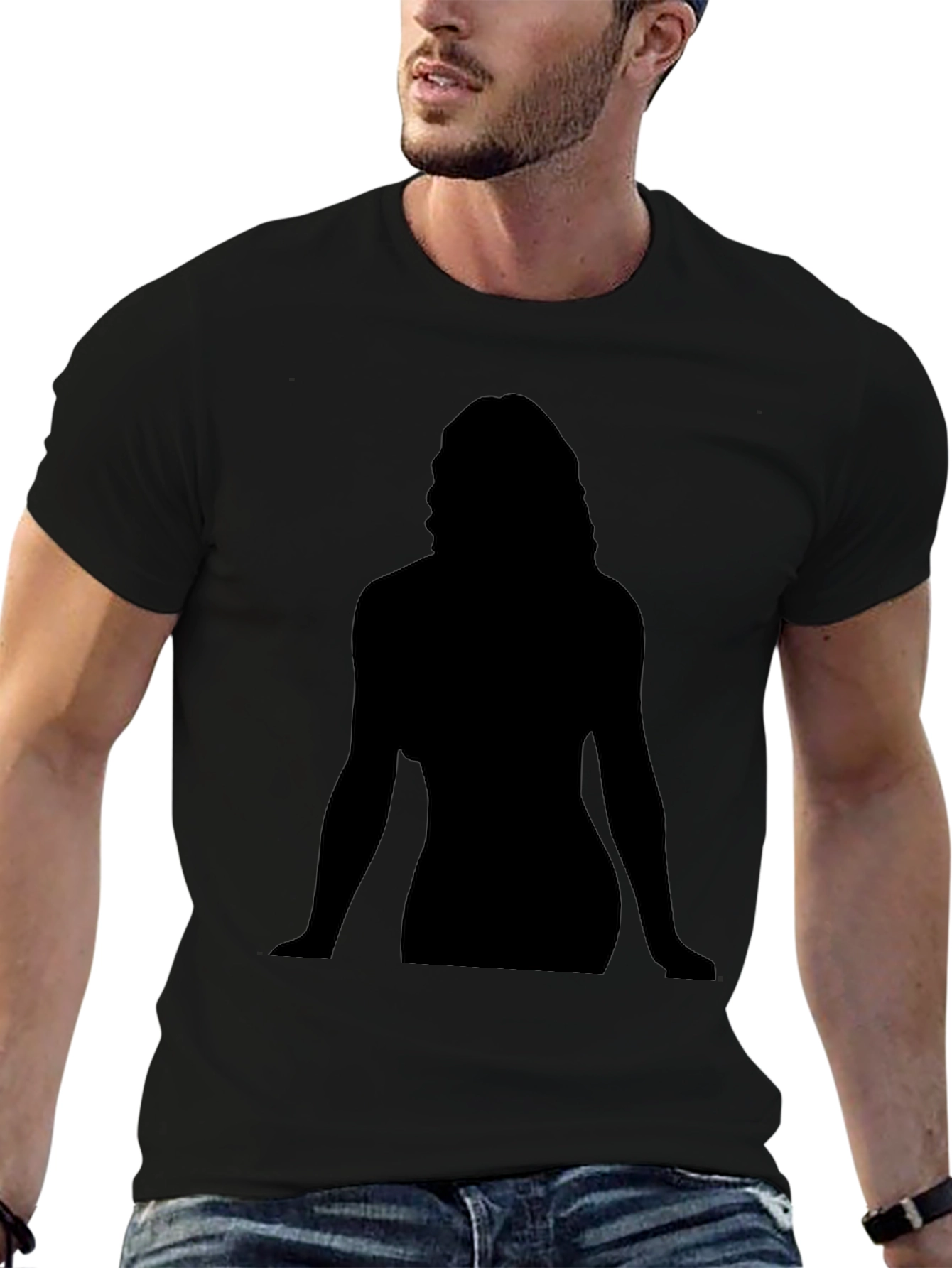 Silhouette Graphic Tee - Black Cotton Casual Shirt