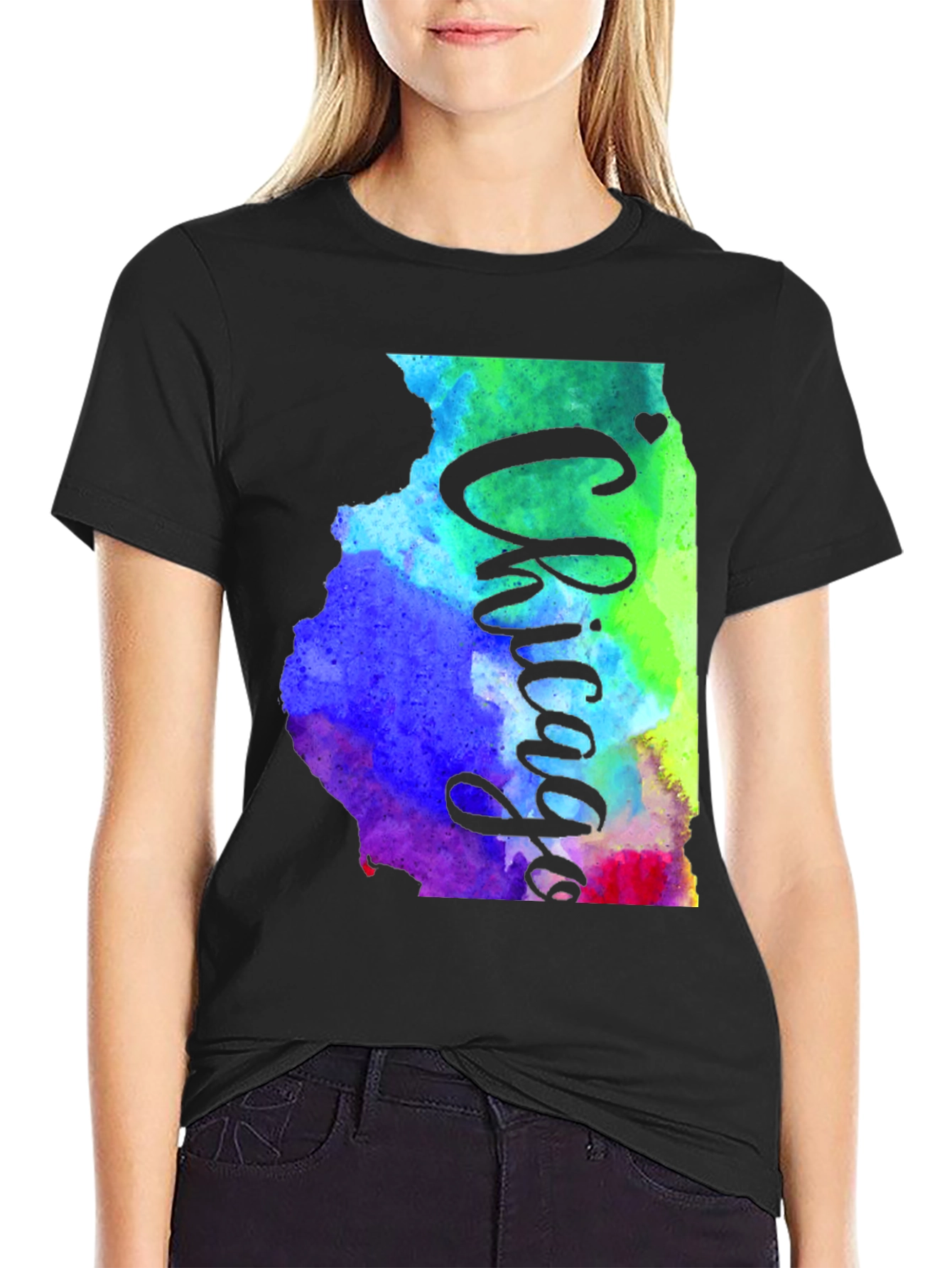 Chicago Illinois Watercolor Graphic T-Shirt