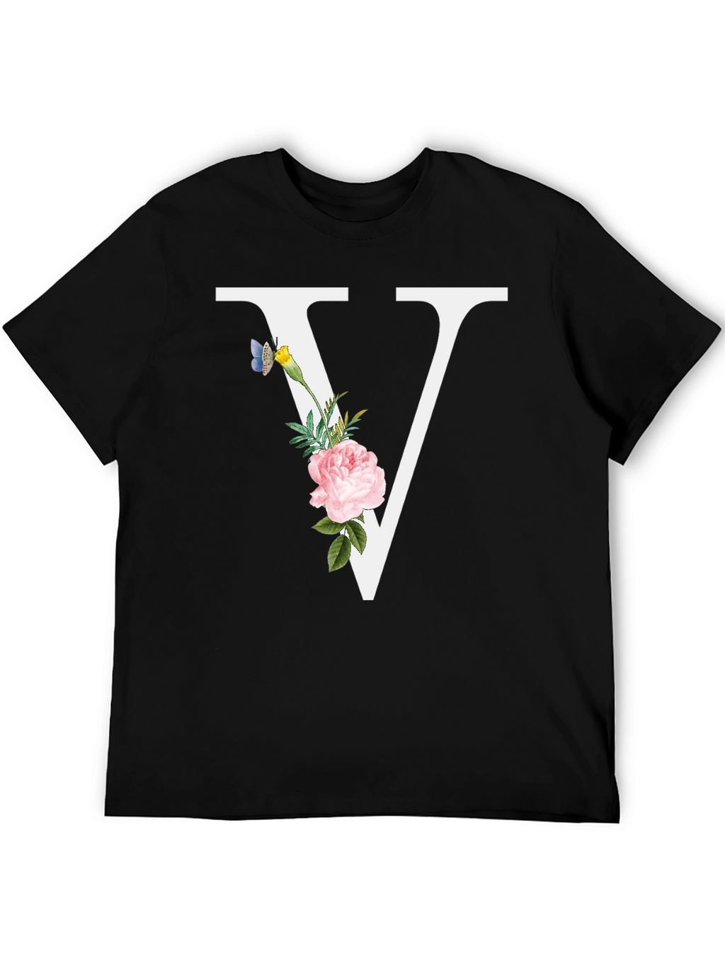 Floral V Letter T-Shirt